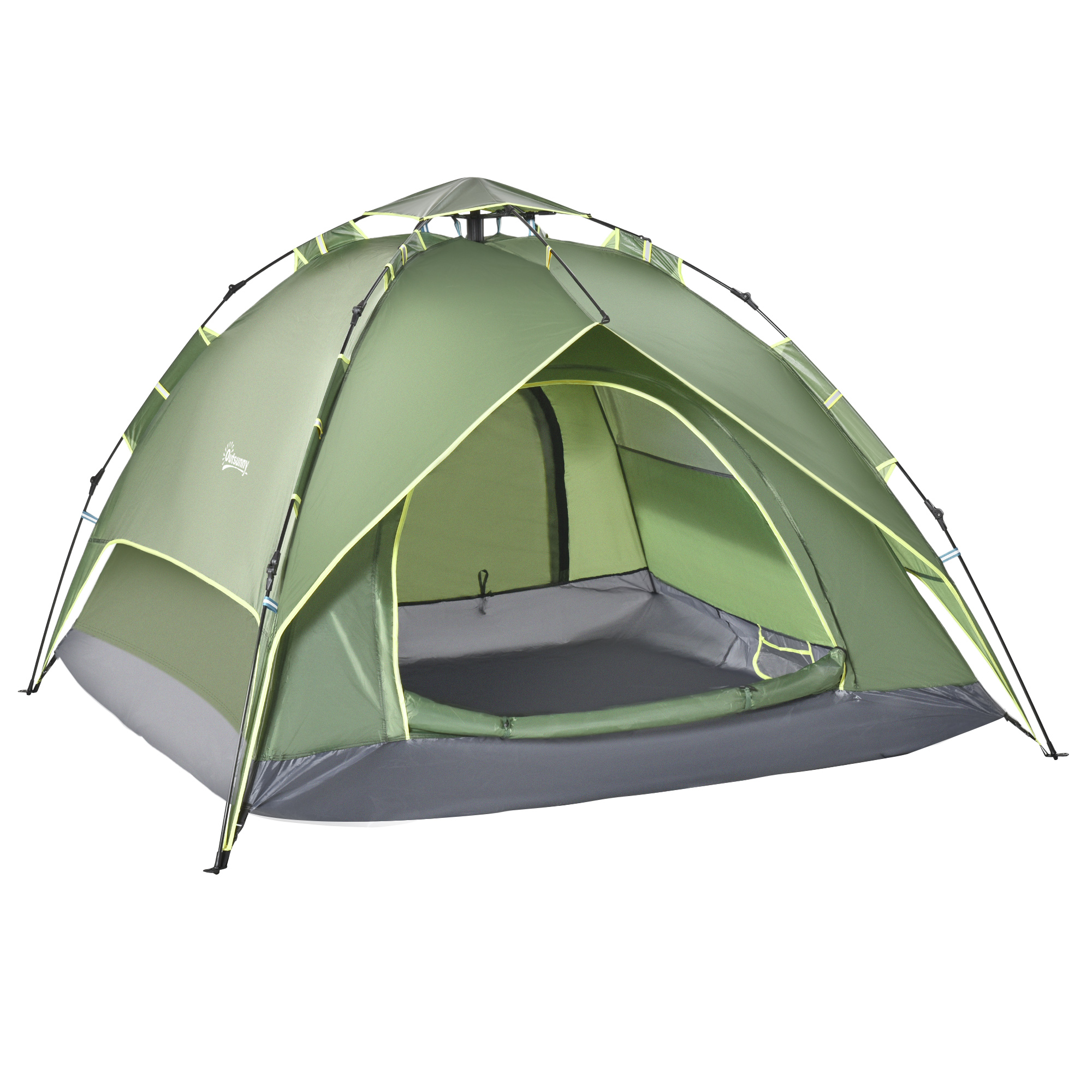 Outsunny Campingzelt Doppelzelt für 2 Erwachsene + 1 Kind, wasserdicht, 4 Jahreszeiten, 210x210x140cm, ideal für Outdoor-Abenteuer Aosom.de