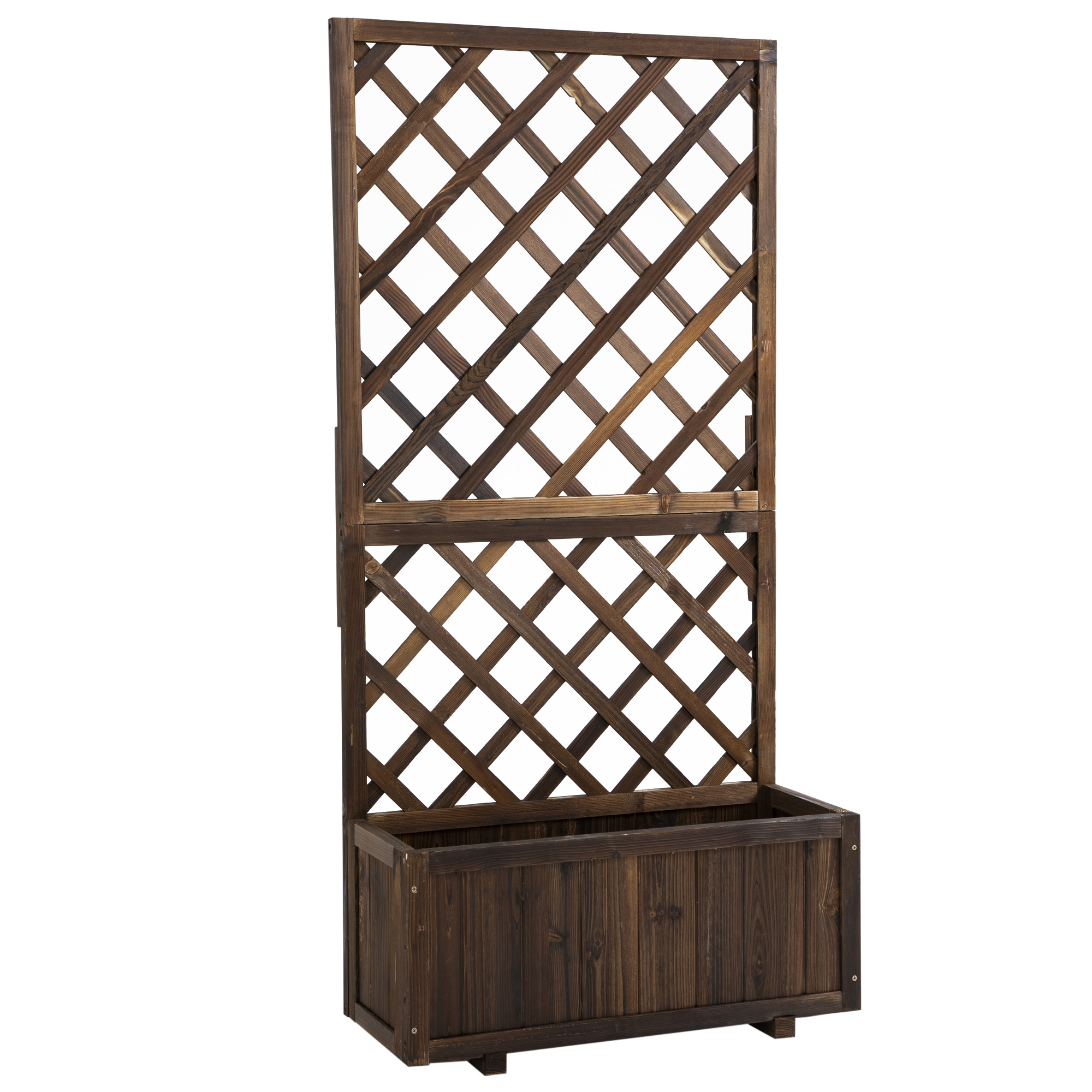 Outsunny Hochbeet mit Rankgitter Blumenkasten aus Holz 72,5x31,5x149,5cm ideal für Kletterpflanzen & Rosen im Garten   Aosom.de