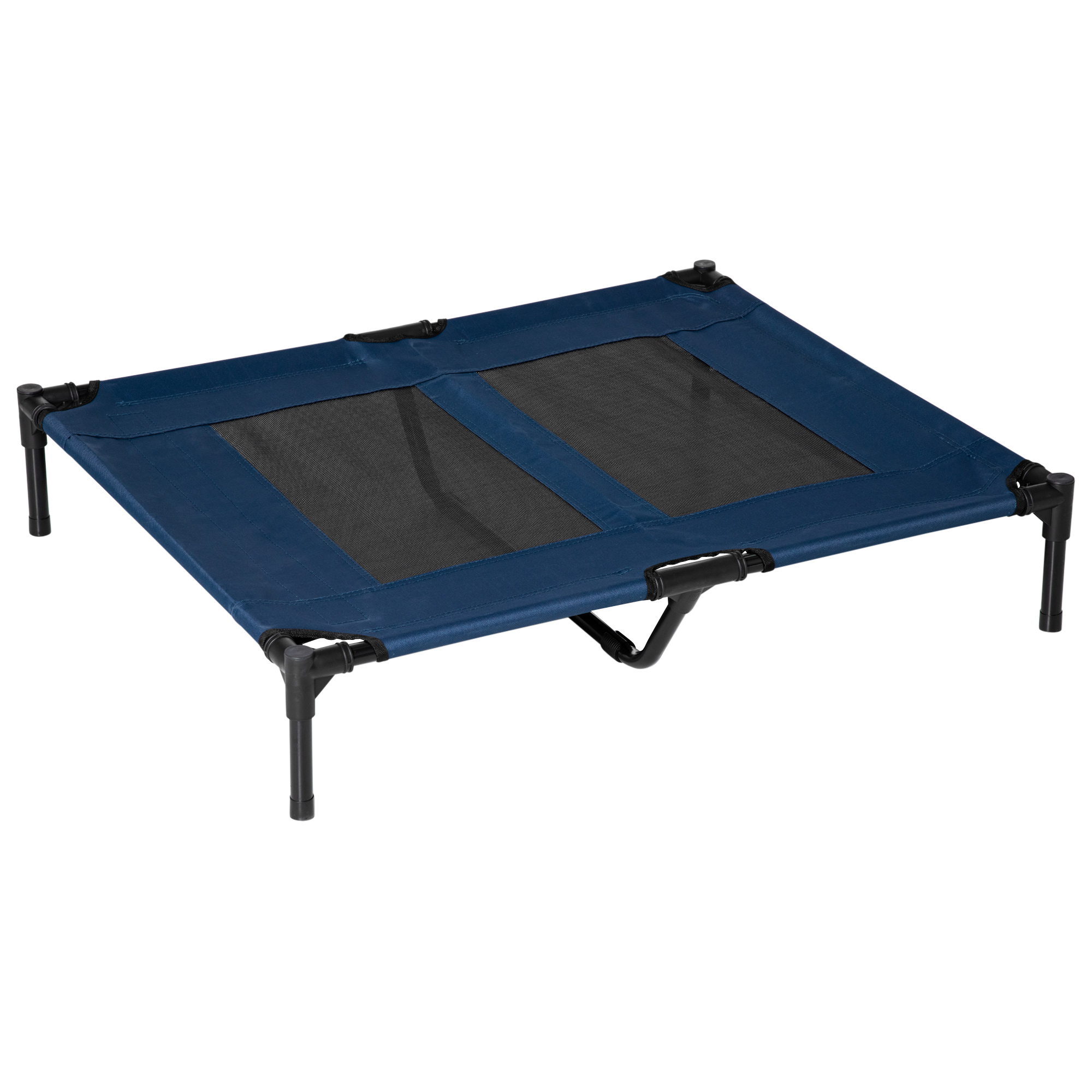 PawHut Hundebett Hundeliege Outdoor Katzenbett 91,5x76,2x18cm aus Metall & 600D Oxford-Gewebe in Blau für komfortablen Schlafplatz Aosom.de