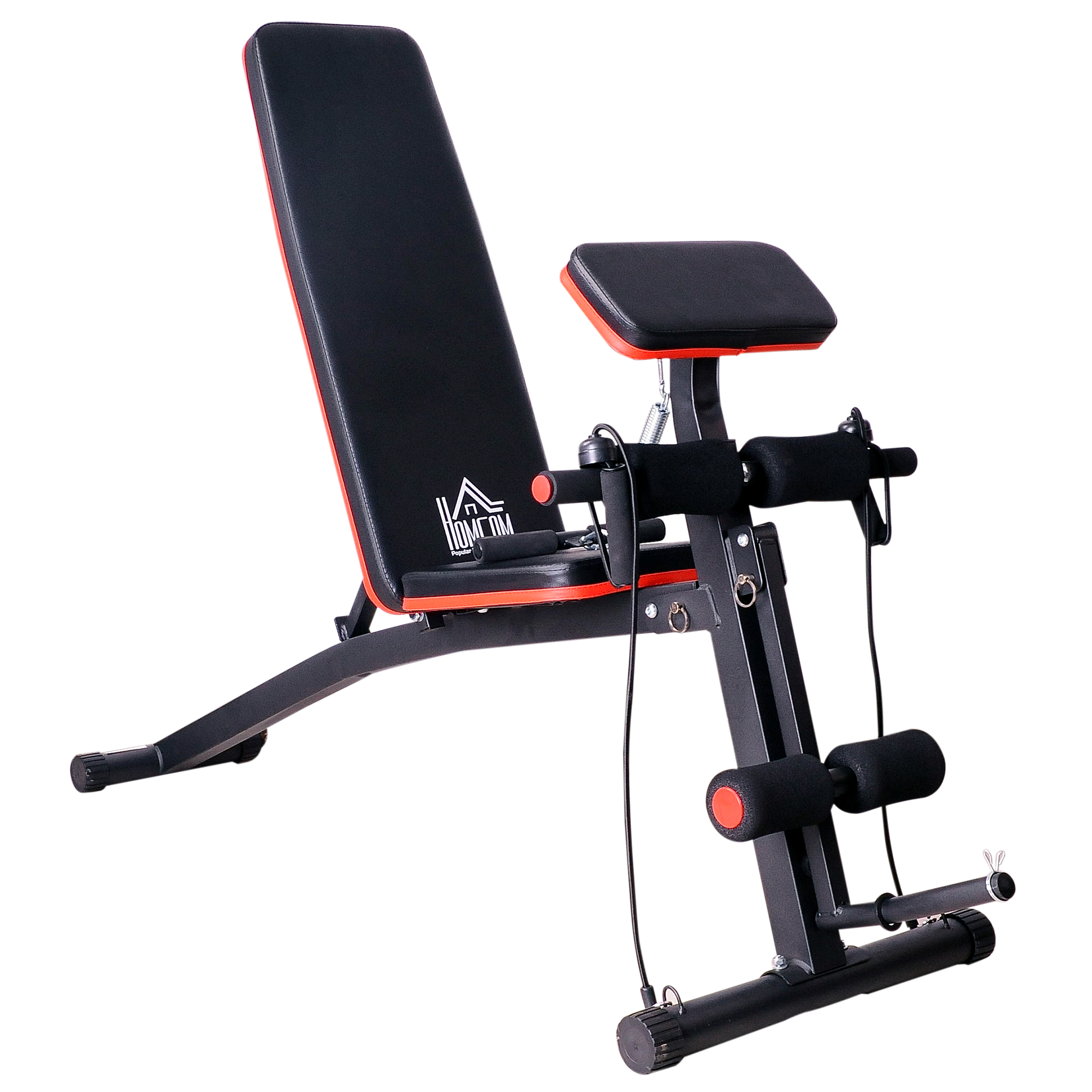 HOMCOM Multifunktion Hantelbank Kraftstation mit Feder Booster Trainingsbank Gewicht bis 120kg Schwarz 54 x 160 x 106 cm   Aosom