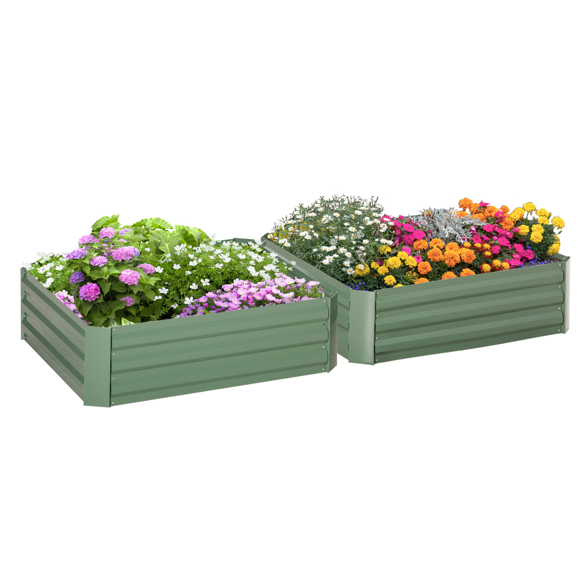 HOMCOM Gartenbeet Pflanzkasten 100x100x30cm aus verzinktem Stahl in Grün für Gemüse & Blumen   Aosom.de