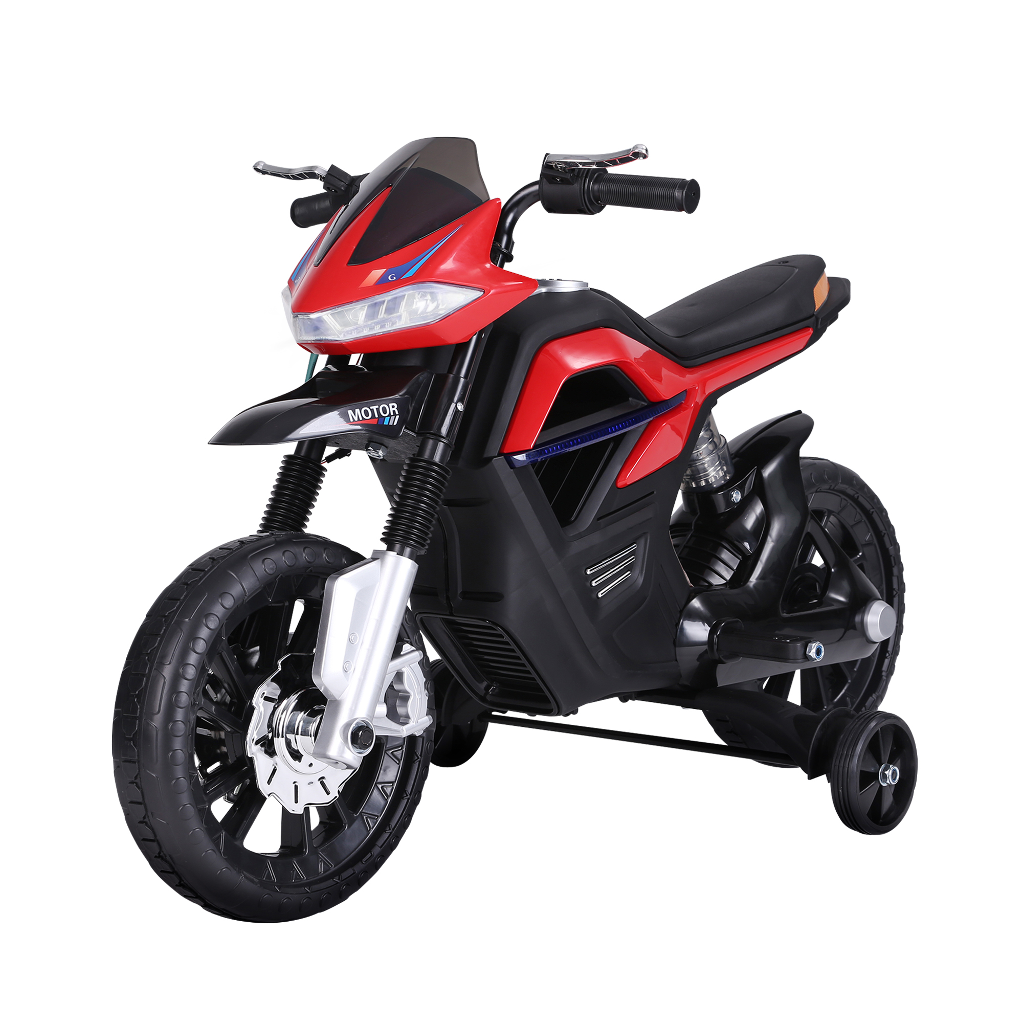 HOMCOM Kinder-Elektromotorrad  Elektro-Motorrad mit Licht, Musik, MP3, Stützrädern, 3 km/h, für 3-6 Jahre  Aosom