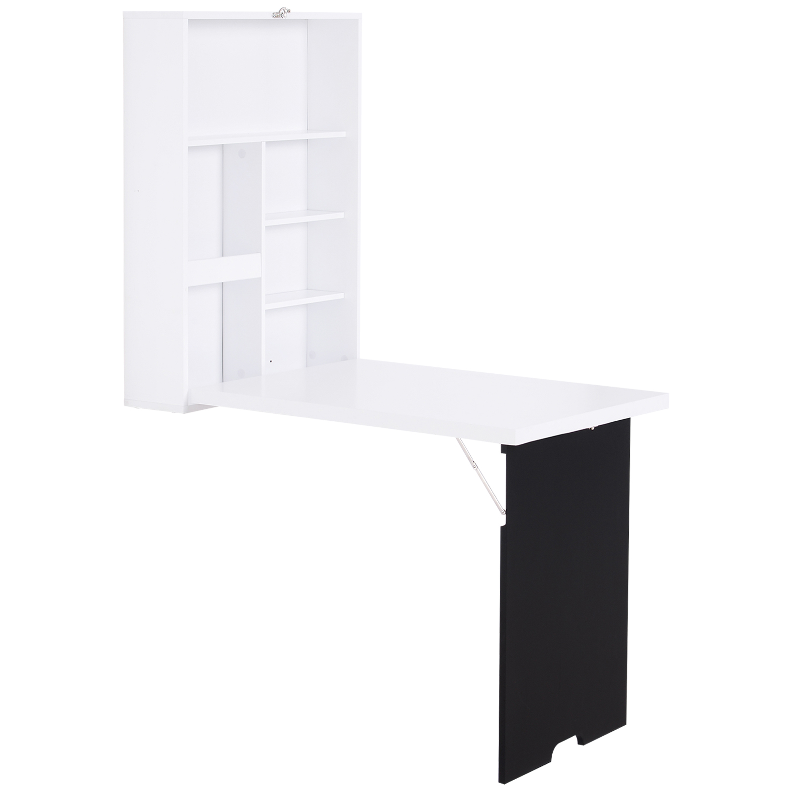 HOMCOM Wandtisch Wandklapptisch Klappschreibtisch mit Tafel Klappbarer Computertisch Esstisch MDF Schwarz+Weiß 60 x 94,5 x 147 cm Aosom
