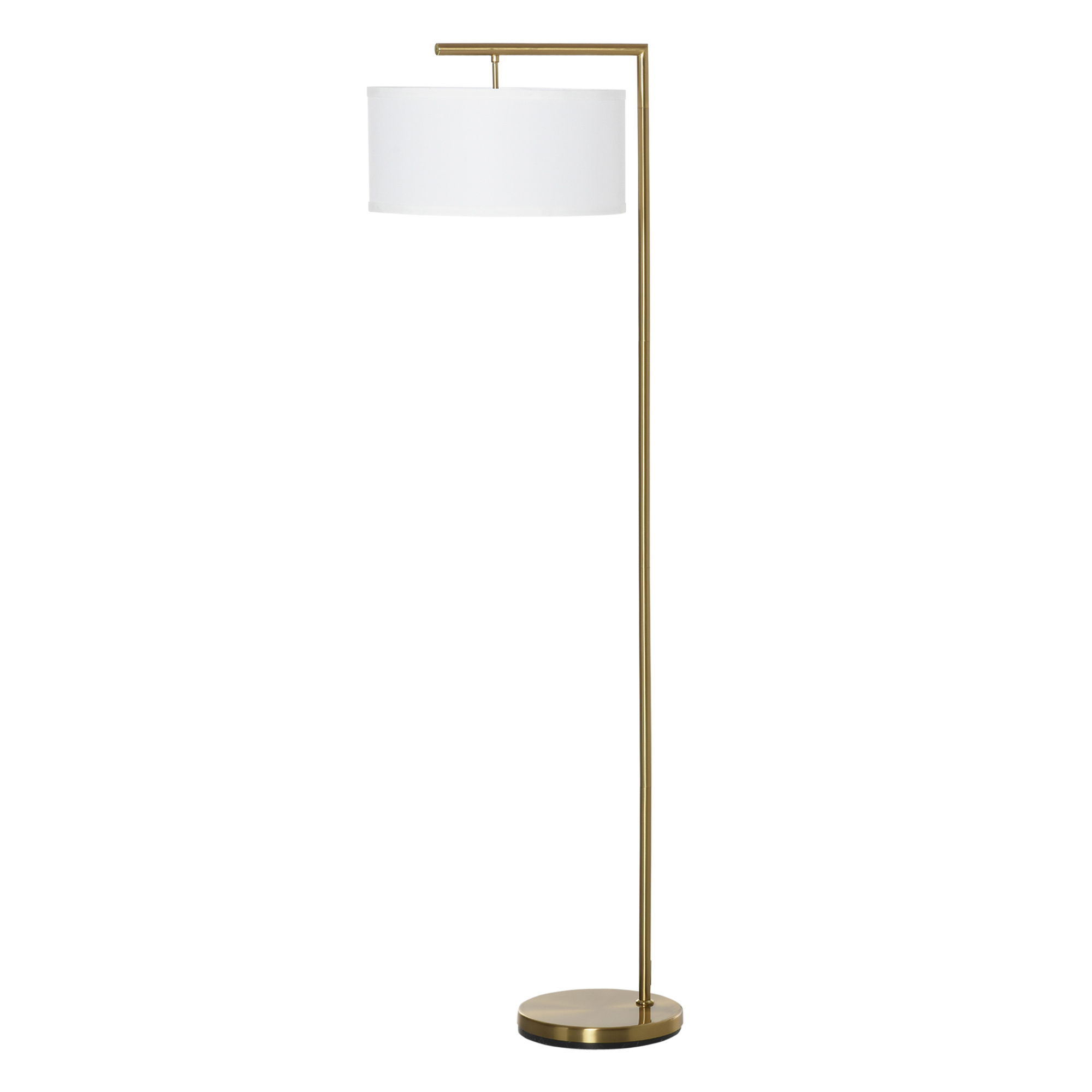 HOMCOM Stehlampe E27 Sockel Stehleuchte für Wohnzimmer Schlafzimmer Büro, Metall Stahl Leinen Gold Weiß 47x37x153 cm Aosom.de