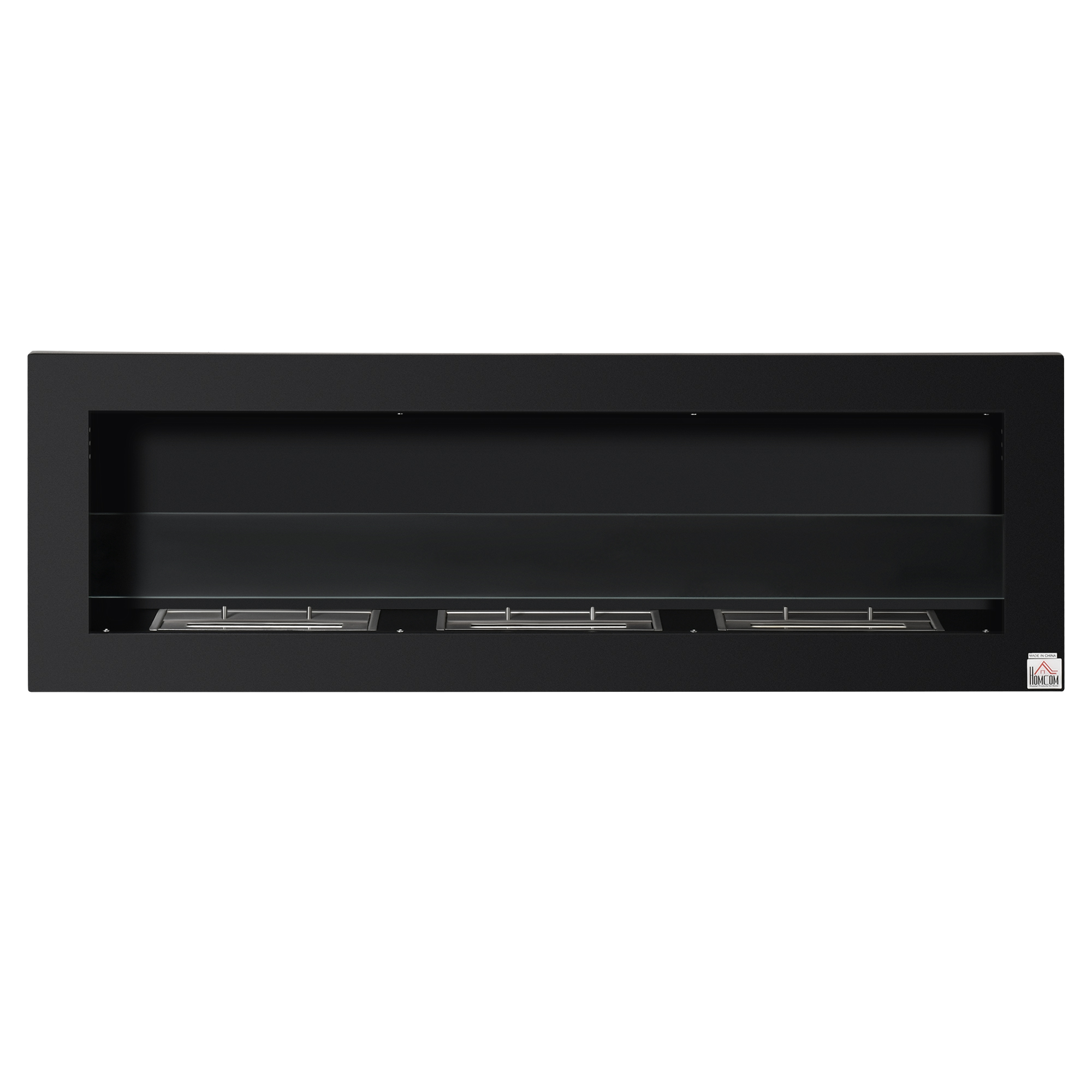 HOMCOM Ethanol-Kamin Bio-Ethanol-Brenner 3 Brennboxen 1L 3 Std Brenndauer 2000W wandmontiert aus Stahl mit gehärtetem Glas   Aosom.de