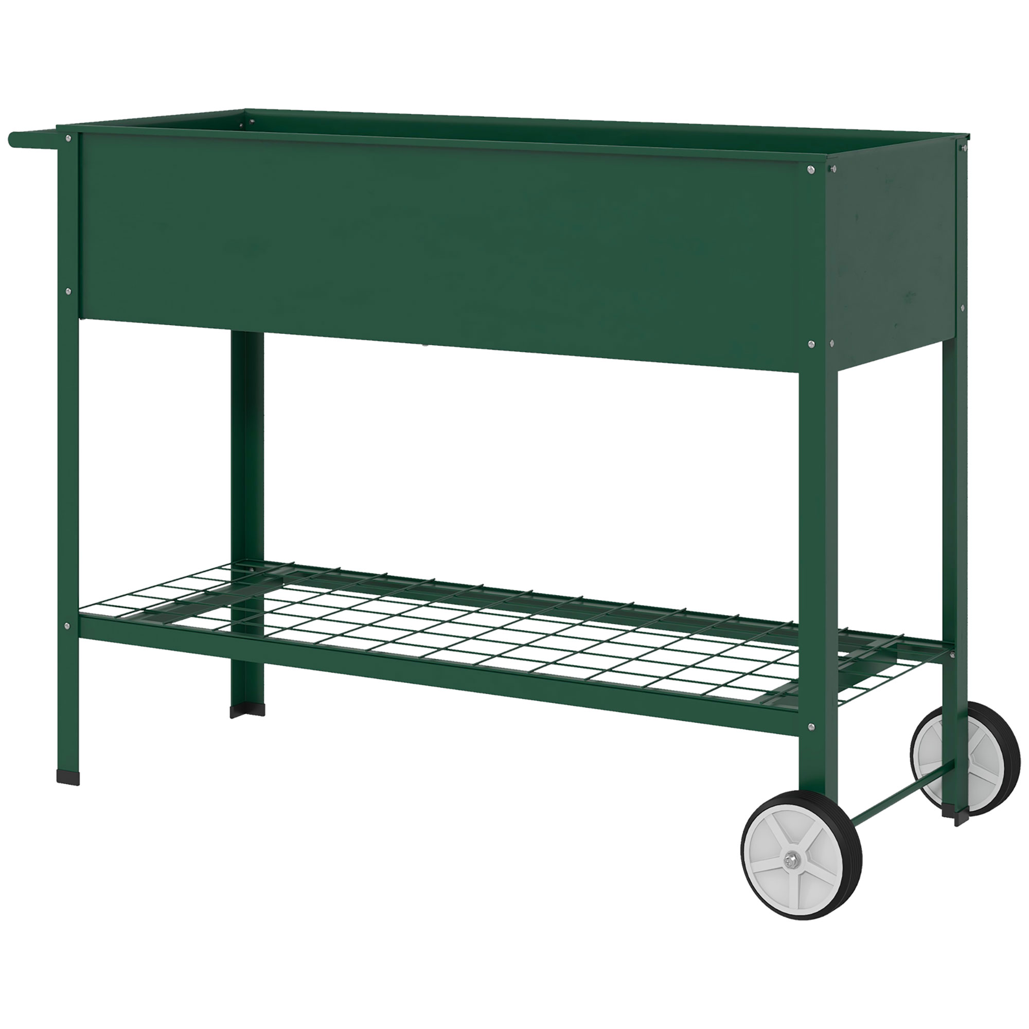 Outsunny Hochbeet mit Rädern, Regal Kräuterbeet Pflanzenbeet Metall für Garten, Balkon Grün 109 x 44 x 80 cm   Aosom