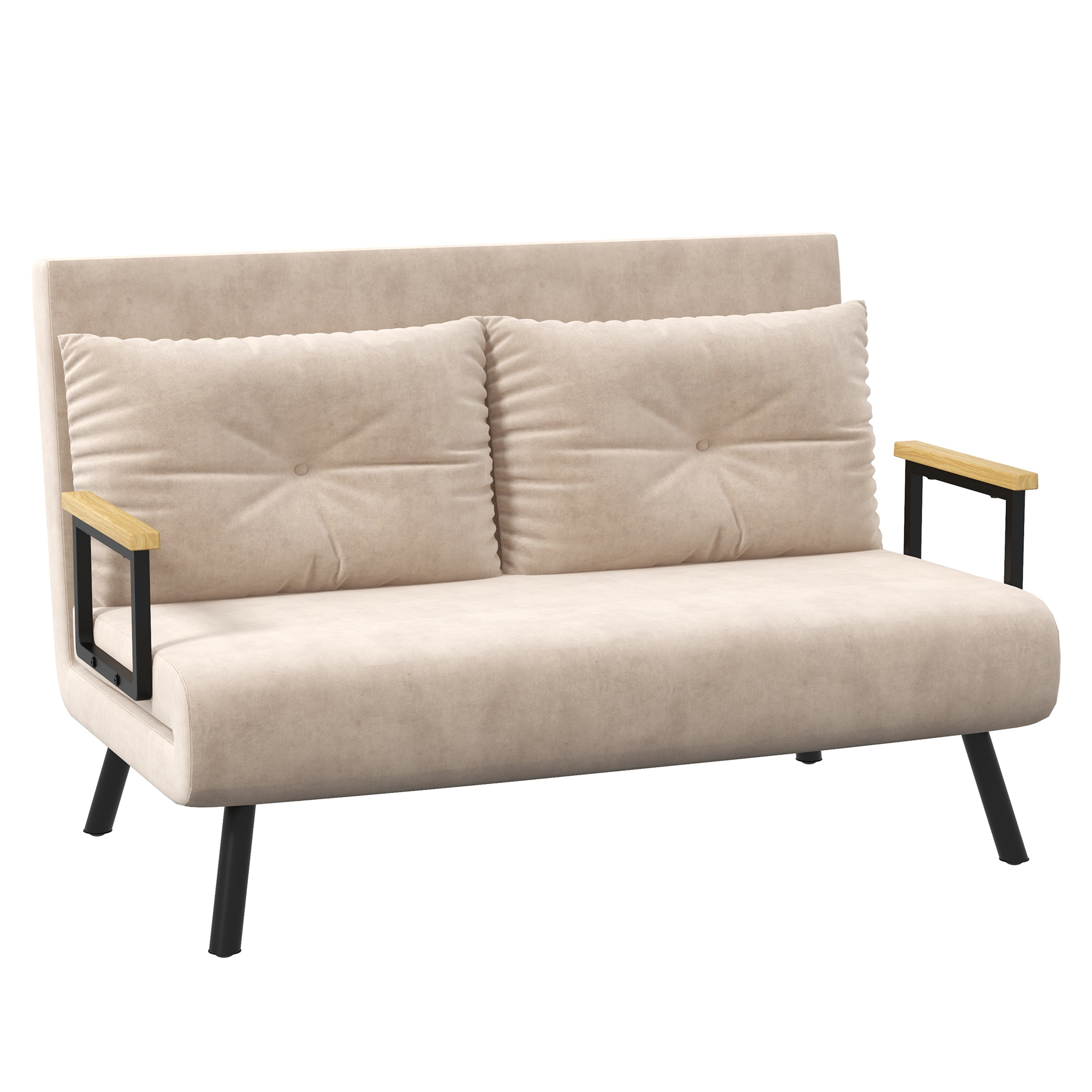 HOMCOM Schlafsofa, Relaxsessel mit Bettfunktion, Klappsofa, Rückenkissen, Polstersofa mit verstellbarer Rückenlehne, Beige, 102 x 73 x 81 cm Aosom