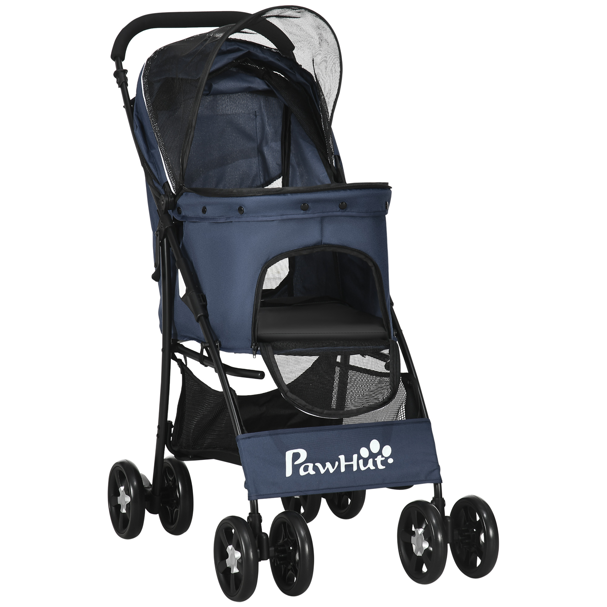 PawHut Hundewagen faltbarer Hundebuggy mit Kissen 4 Rädern Netzfenster für kleine Hunde und Katzen 600D Oxfordmaterial Aosom.de