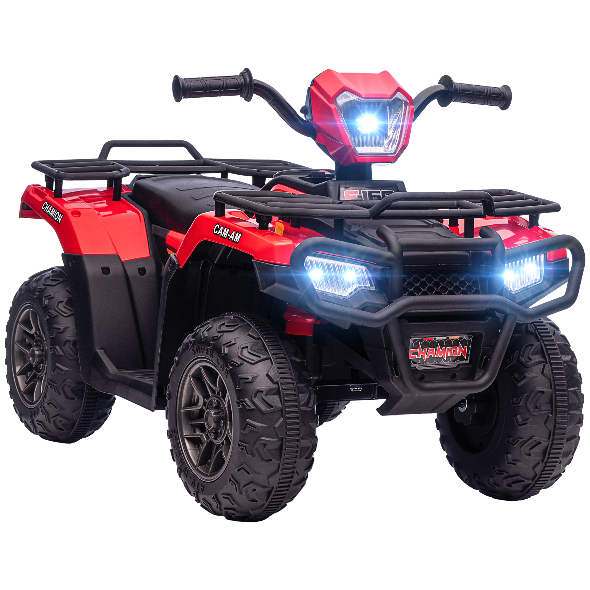 HOMCOM Elektro Kinderquad mit LED und Musik, Elektroauto, Kinderfahrzeug für Kinder ab 3 Jahren, Kindermotorrad, Schwarz+Rot, 88 x 45 x 50 cm   Aosom