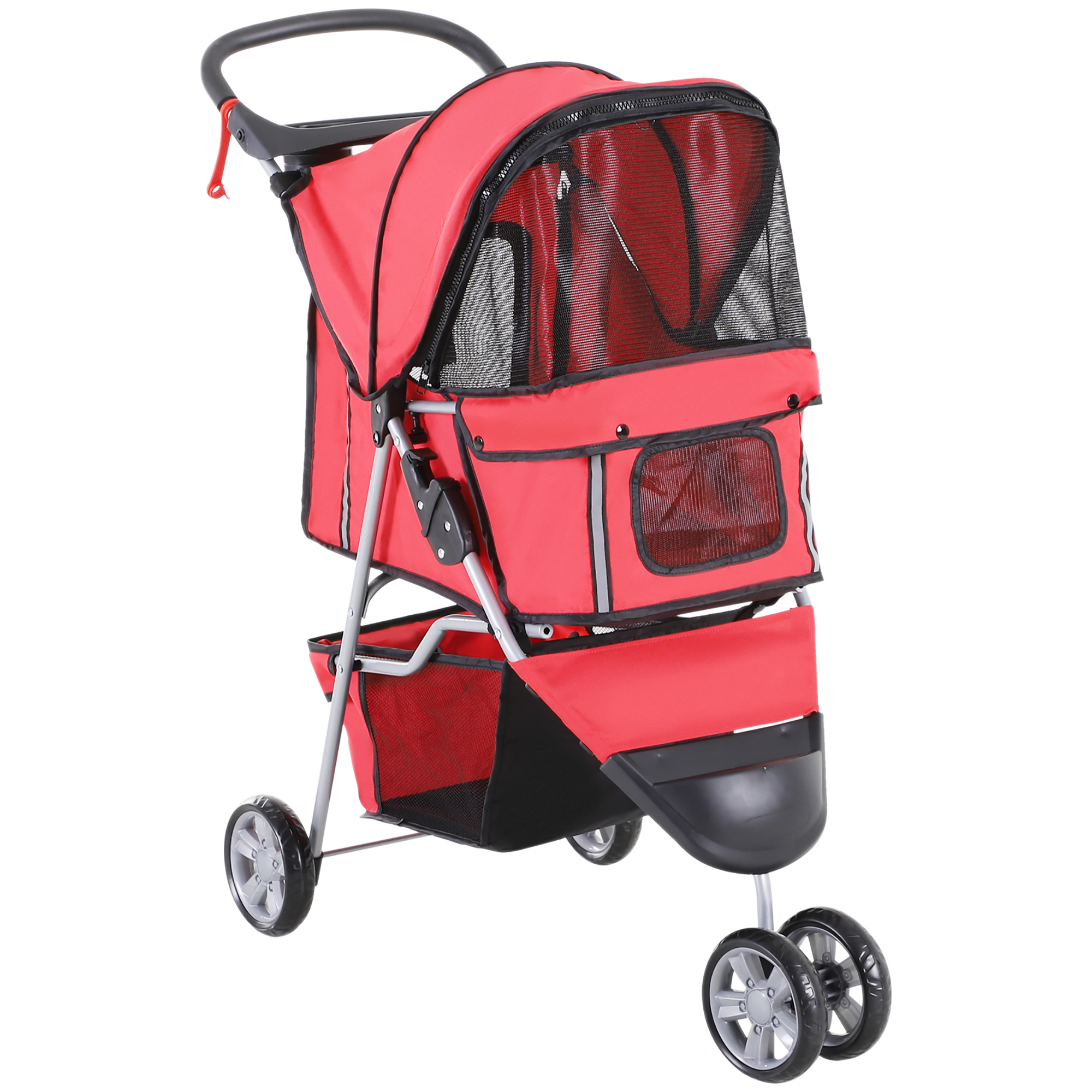 PawHut Hundewagen Mehrfarbiger Hundebuggy für Spaziergänge, leicht & faltbar, für Hunde und Katzen, rot Aosom.de