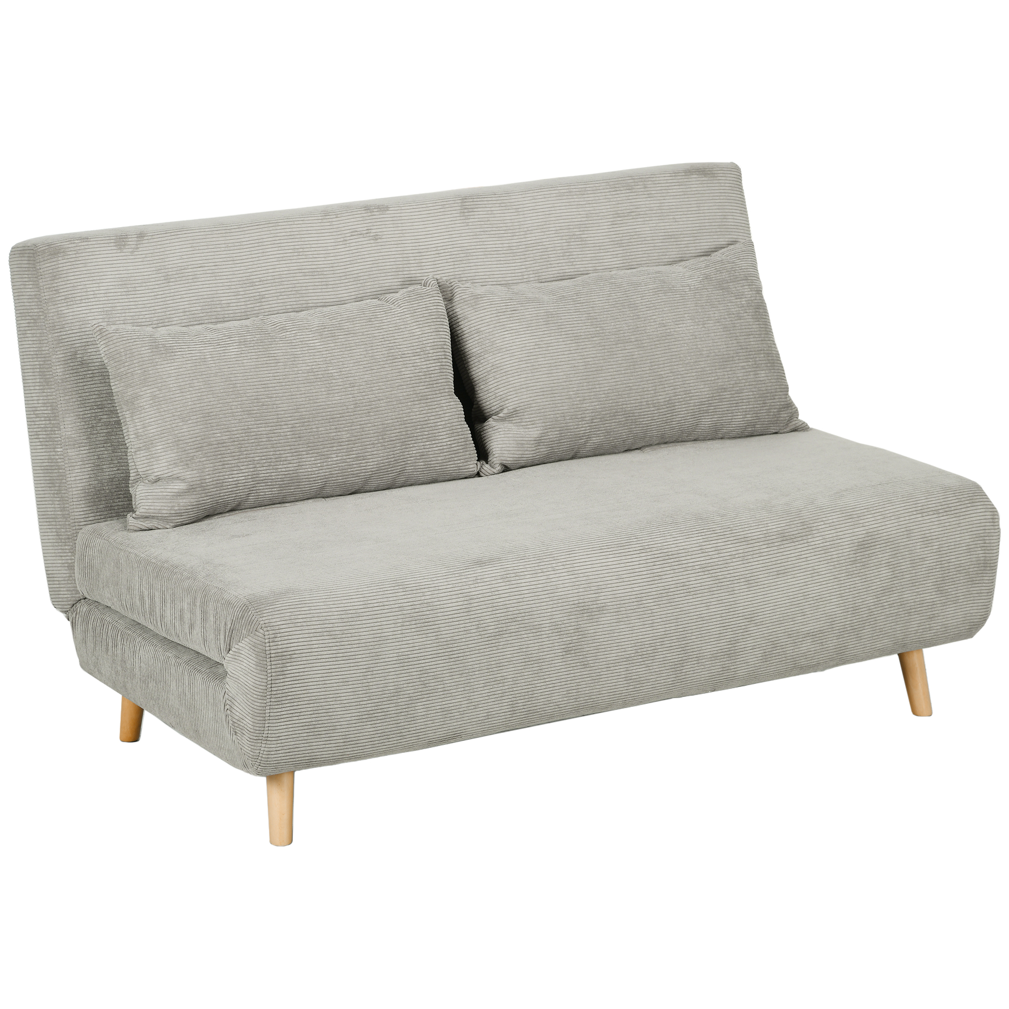 HOMCOM Schlafsofa, Klappbett mit Bettfunktion, Rückenkissen, Polstersofa mit Verstellbarer Rückenlehne, Samtoptik, 141 x 90 x 81 cm, Grau   Aosom