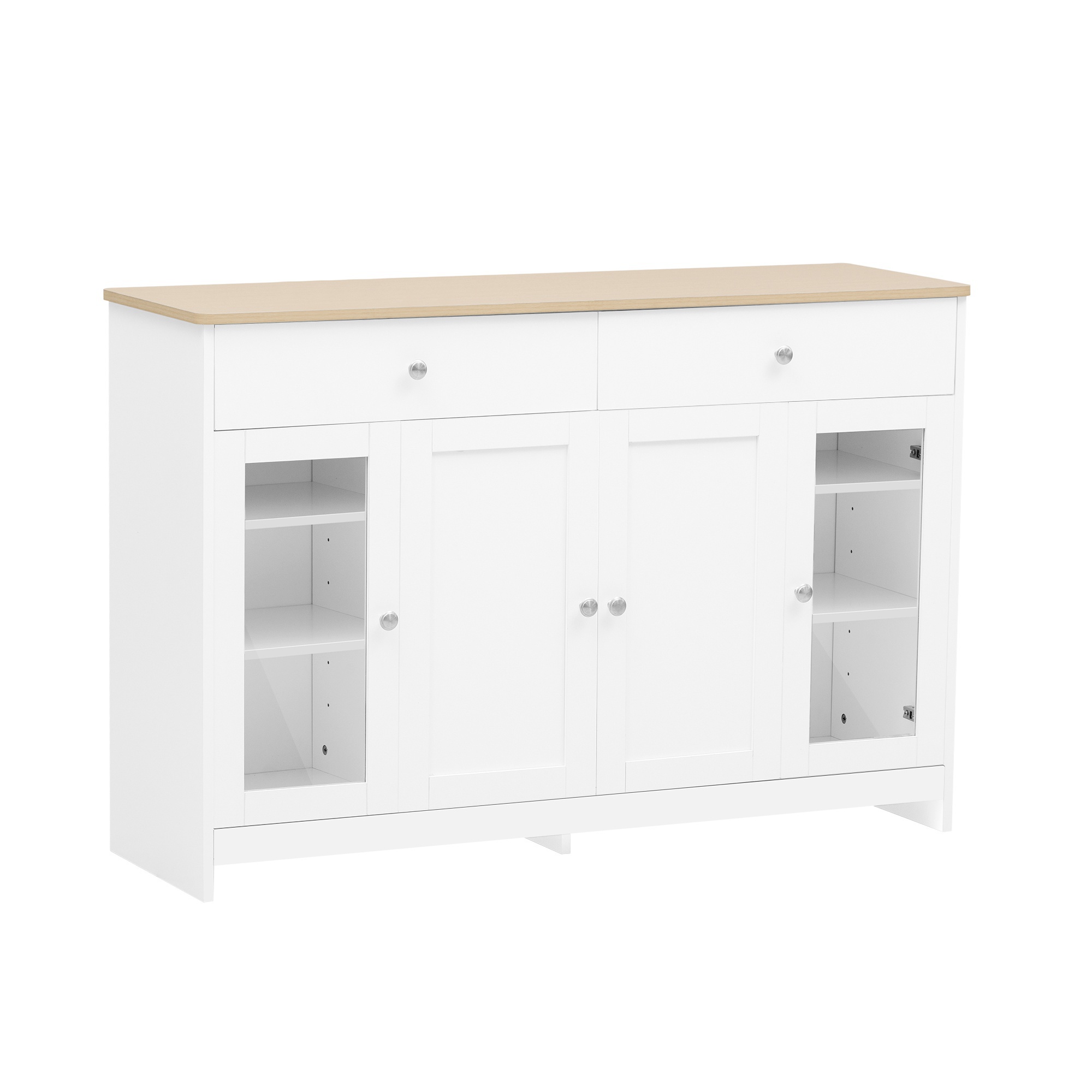 Sideboard Landhausstil, Sideboard mit viel Platz 120x80 cm Weiß Holzfarbe Aosom.de
