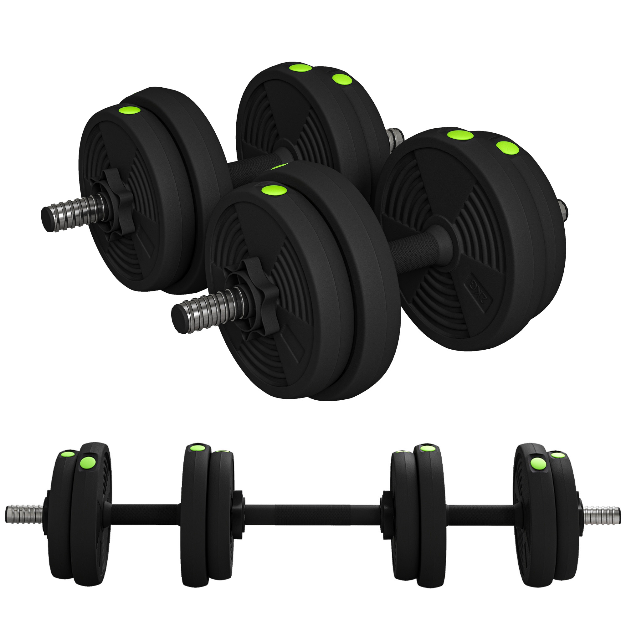 HOMCOM 2-in-1 Hantel Set 15 kg verstellbar mit 8 Hantelscheiben, bodenschonend für Krafttraining und Fitness   Aosom.de