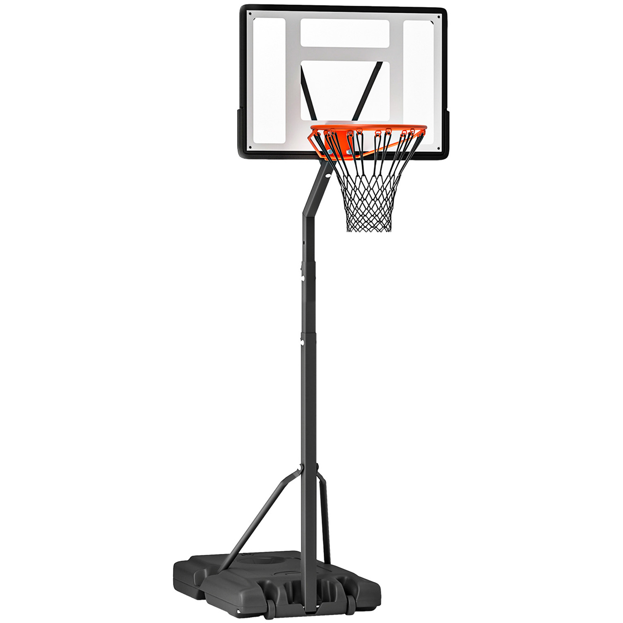 HOMCOM Mobiler Basketballständer Basketballkorb höhenverstellbar aus Stahl und Kunststoff schwarz 90 x 165 x 302-352 cm für Garten und Sportplatz   Aosom.de