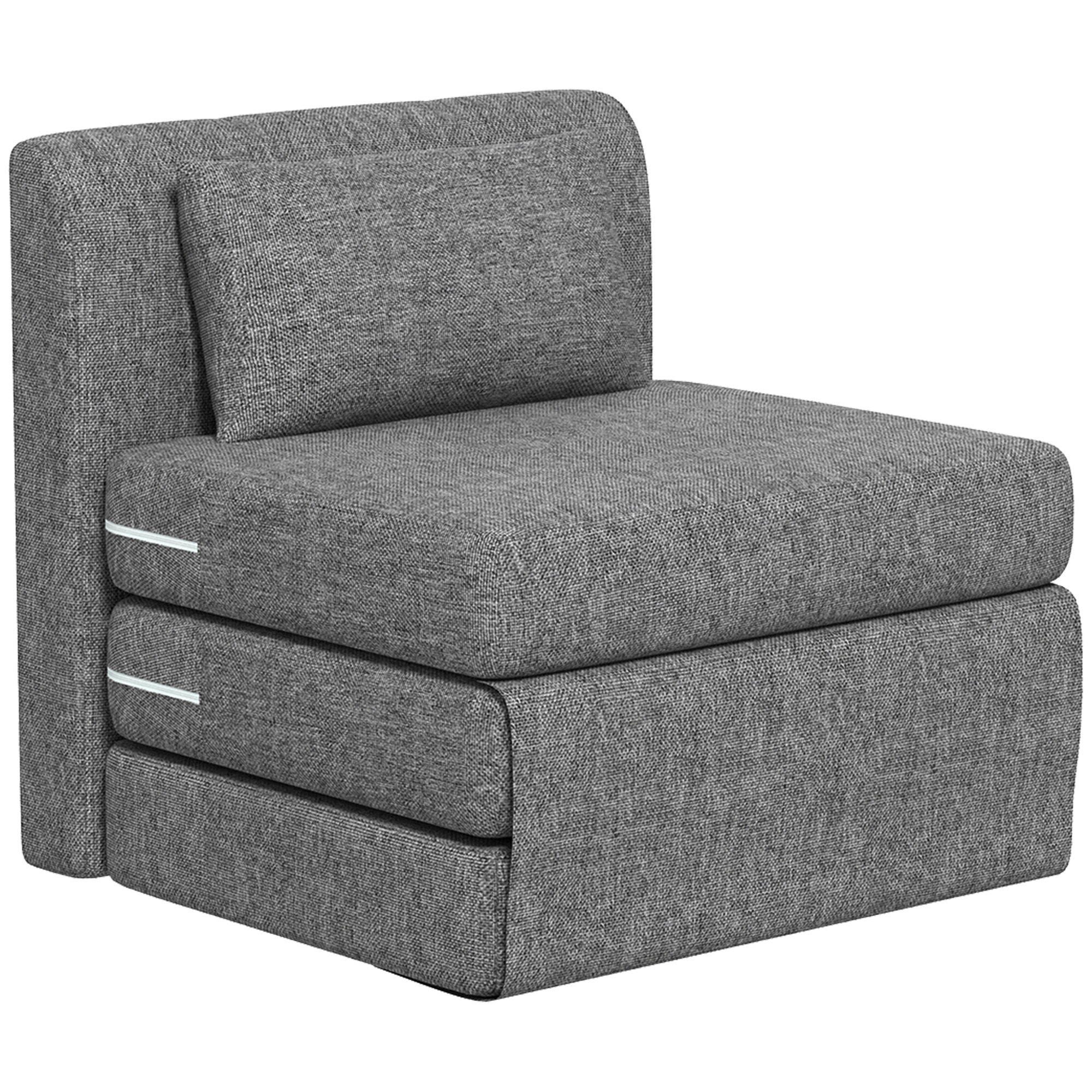 HOMCOM Bodensessel 2-in-1 Klappbar Schlafsofa mit Leinenoptik, Gepolstert Bodenstuhl bis 240 kg belastbar für Wohnzimmer, Schlafzimmer, Grau Aosom
