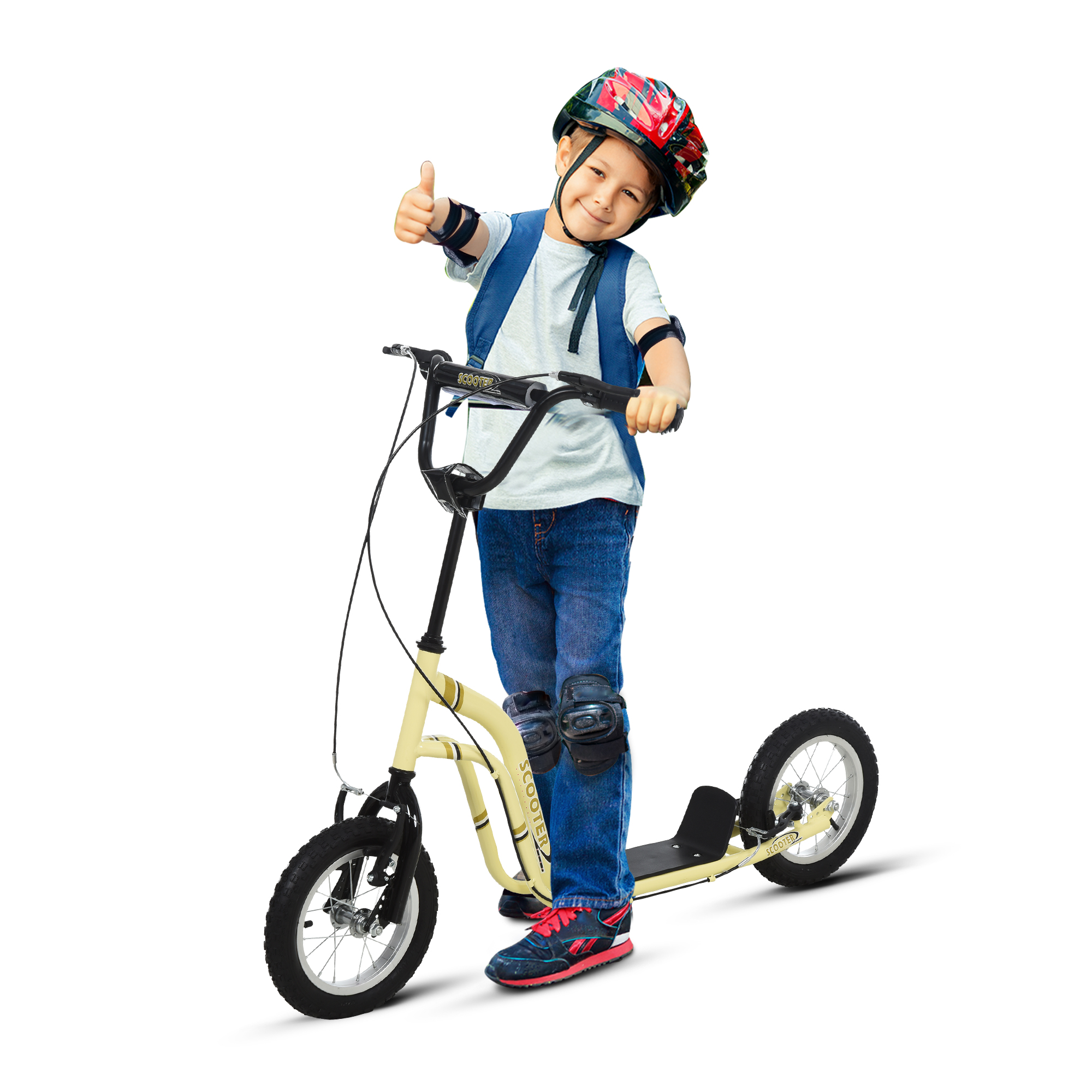 HOMCOM Kinderroller ab 5 Jahren, Scooter Tretroller Cityroller mit 12 Zoll Luftreifen und Gummi Kickboard für sicheren Fahrspaß   Aosom.de