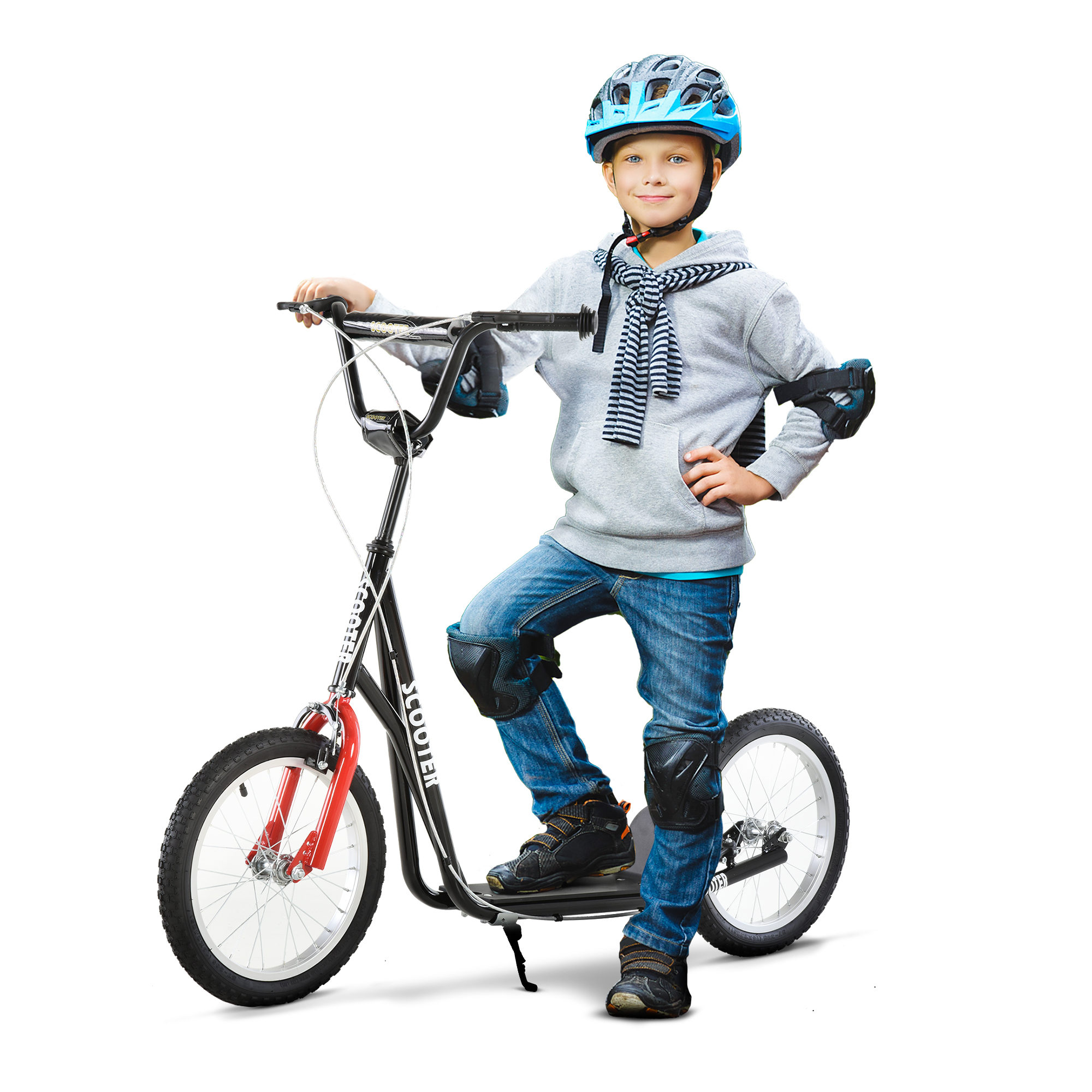 HOMCOM Scooter Roller für Kinder ab 5 Jahre  Tretroller mit Luftreifen & Handbremse, Cityroller, Stabil & Sicher, Blau  Aosom