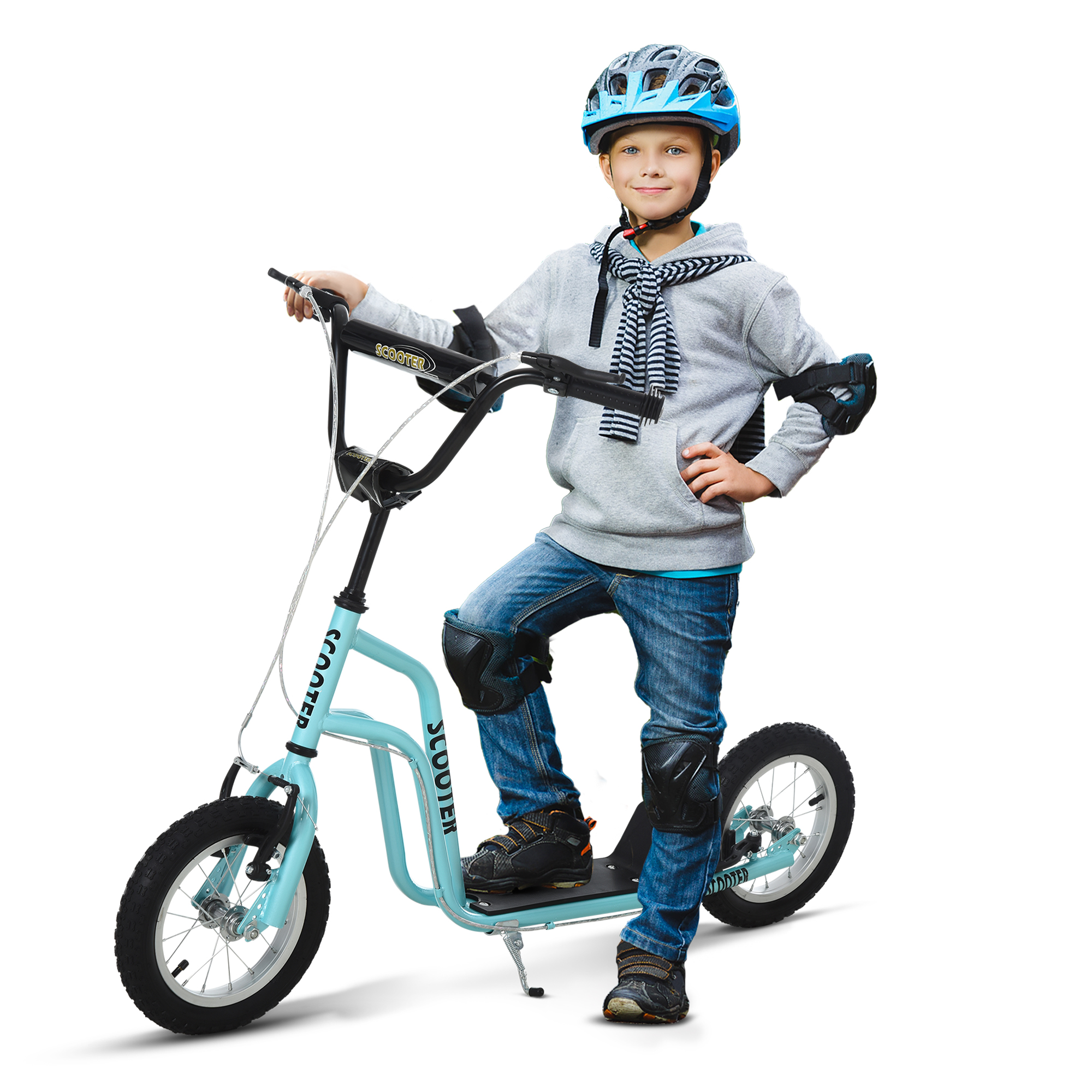 HOMCOM Scooter Tretroller Kinderroller Cityroller mit 12 Zoll Luftreifen, Kickboard für Kinder ab 5 Jahren, Blau, verstellbar 120x58x75-80cm   Aosom.de