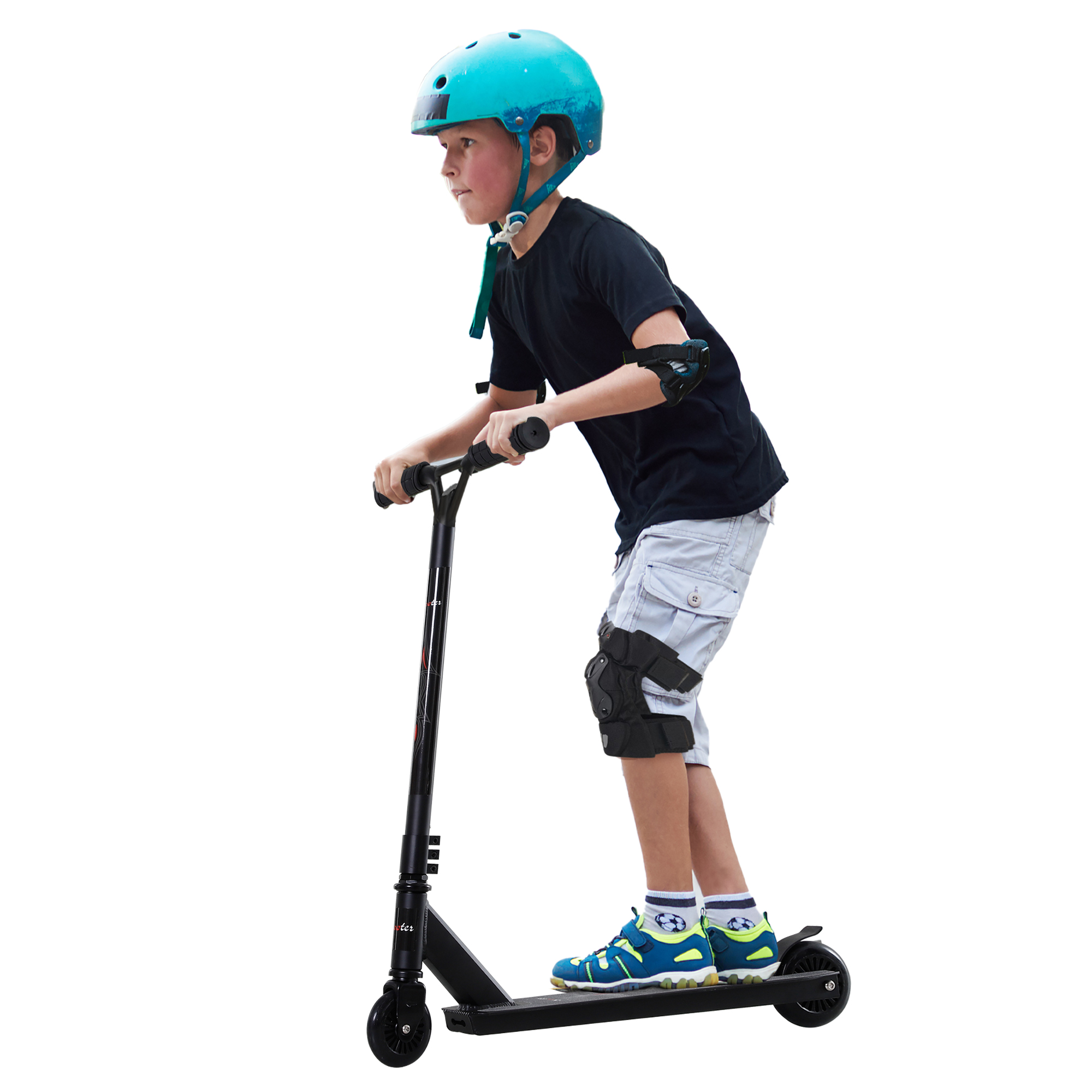 HOMCOM Pro Stunt Scooter Tretroller für Freestyle Tricks mit 100mm PU-Rädern Alu schwarz für Kinder und Erwachsene   Aosom.de