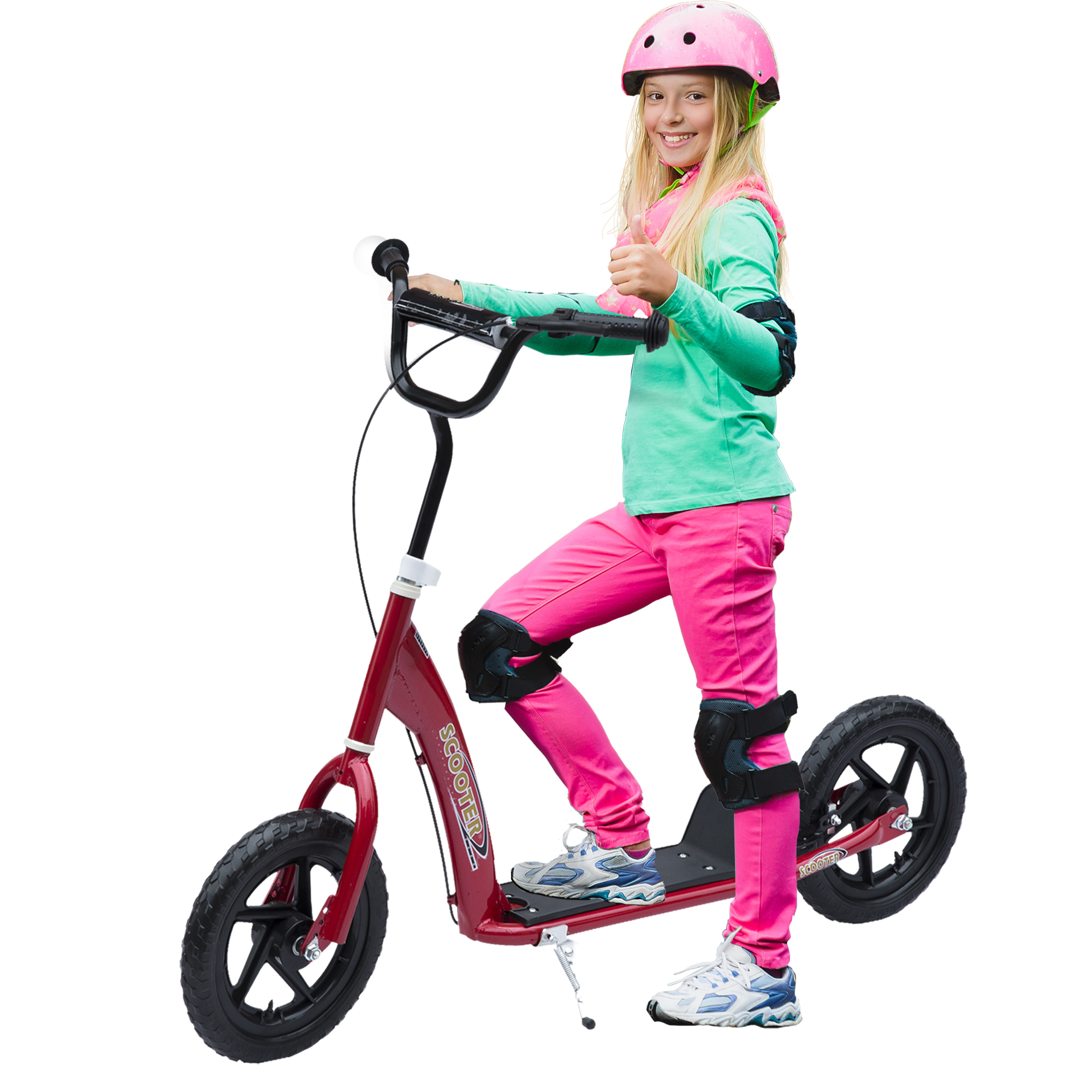HOMCOM Kinderroller City Roller Scooter 12 Zoll mit Hinterbremse höhenverstellbar aus Stahl EVA in Rot 120 x 52 x 80-88 cm für Kinder   Aosom.de