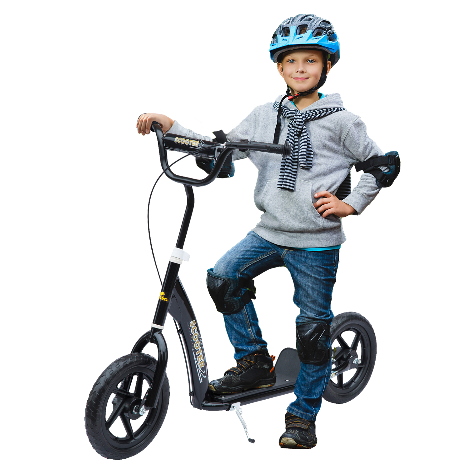 HOMCOM Kinderroller Kickscooter 12 Zoll mit Hinterbremse, höhenverstellbarer Tretroller in Schwarz, stabiler Stahl & EVA, ideal für Kinder   Aosom.de