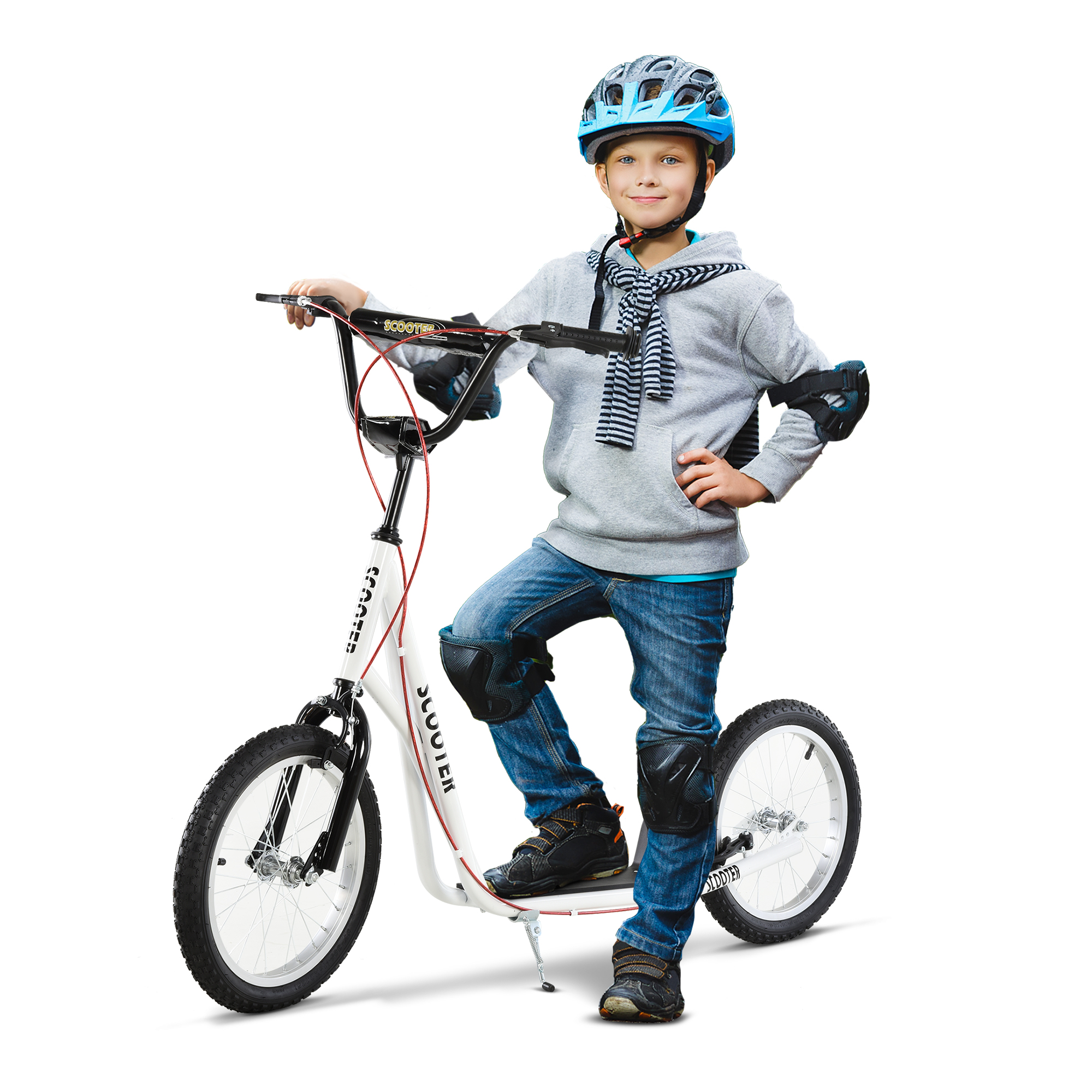 HOMCOM Kinderroller, Tretroller, Cityroller, Kickscooter, Roller Kinder, Kickboard mit Luftreifen, Handbremse, Scooter Kinder, faltbar   Aosom