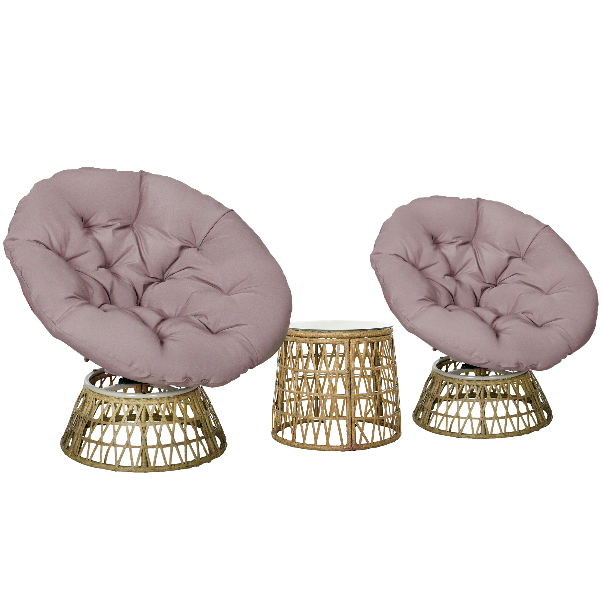 Outsunny Gartenmöbel-Set 3-tlg. Bistro-Set mit Couchtisch & 2 Stühlen, Gartensitzgruppe mit Kissen, Balkonmöbel für Terrasse in Gelb   Aosom.de