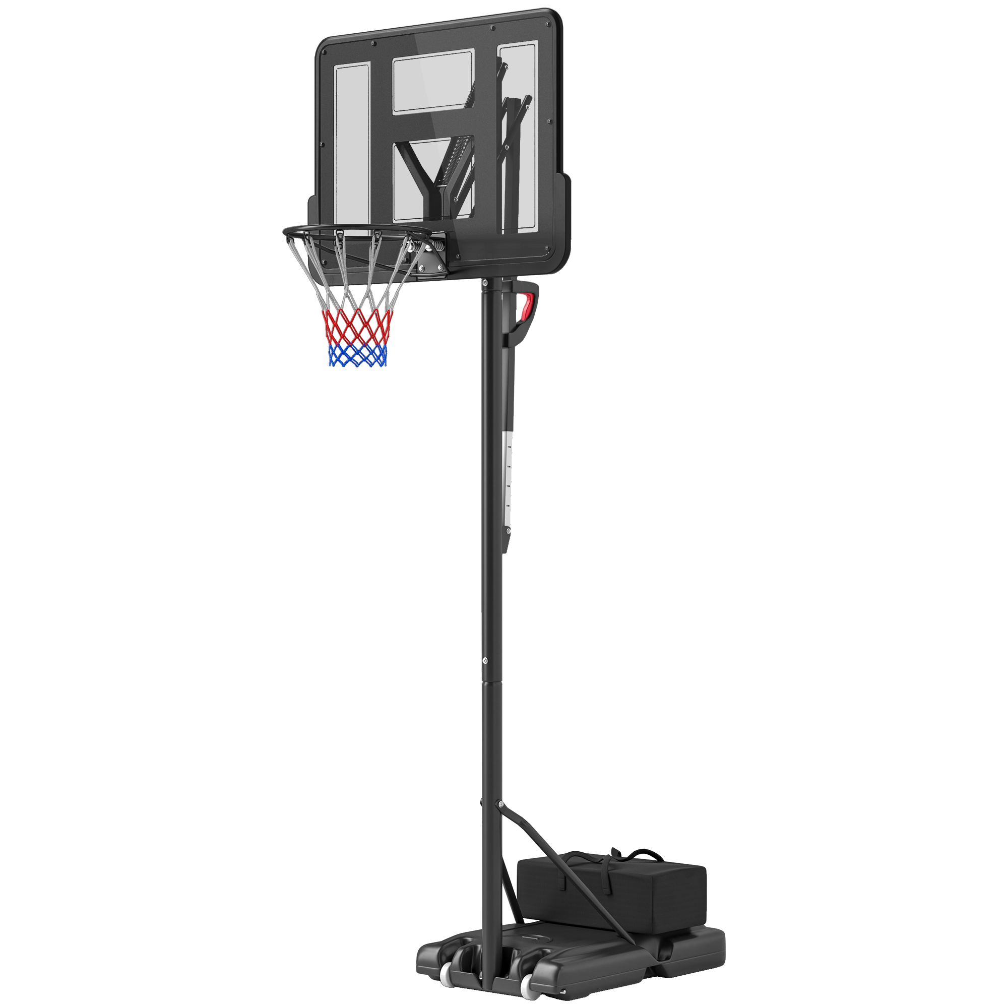 SPORTNOW Basketballkorb Outdoor, Verstellbare Korbhöhe 230-305 cm, Basketballständer mit 110 x 75 cm bruchsichere Rückwand mit Rädern, gefederter Korb, Gewicht für Erwachsene   Aosom