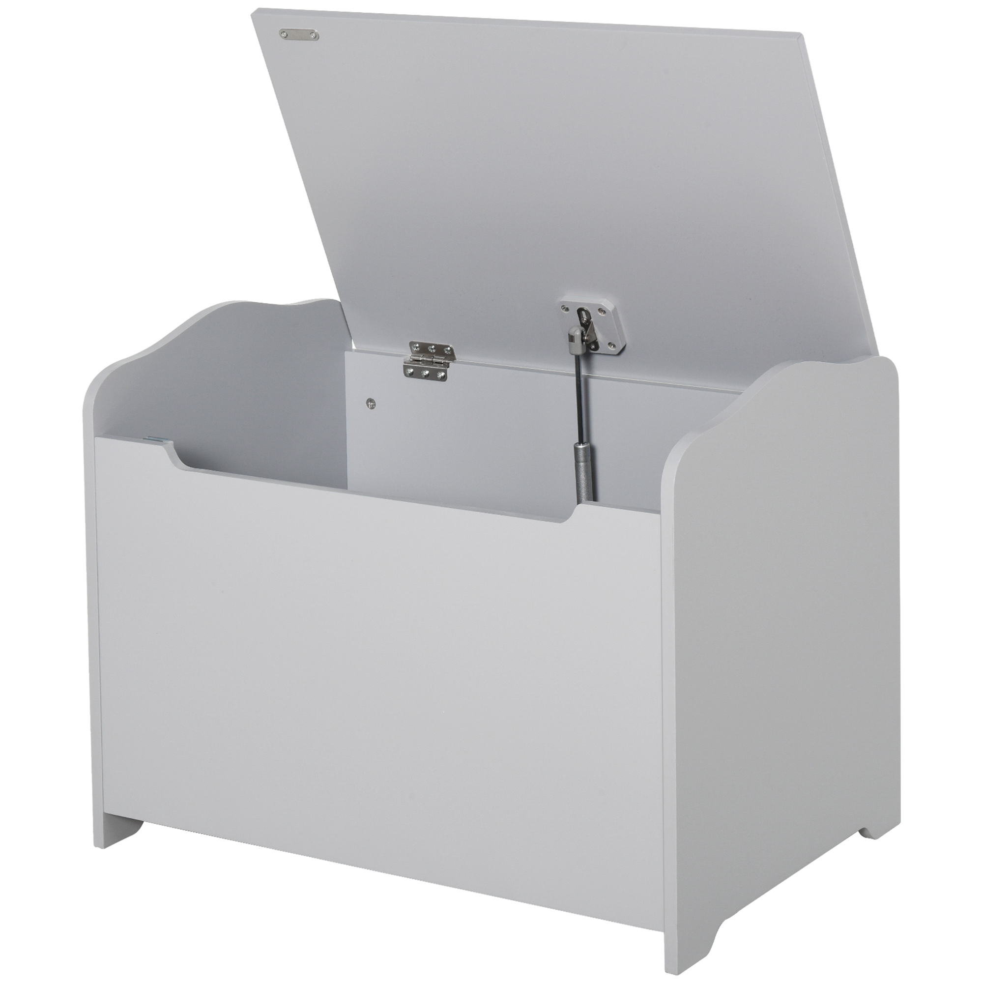 HOMCOM Spielzeugkasten für Kinder Aufbewahrungsbox Truhe 60L x 40B x 48H cm pneumatischer Abstützstand MDF Grau   Aosom