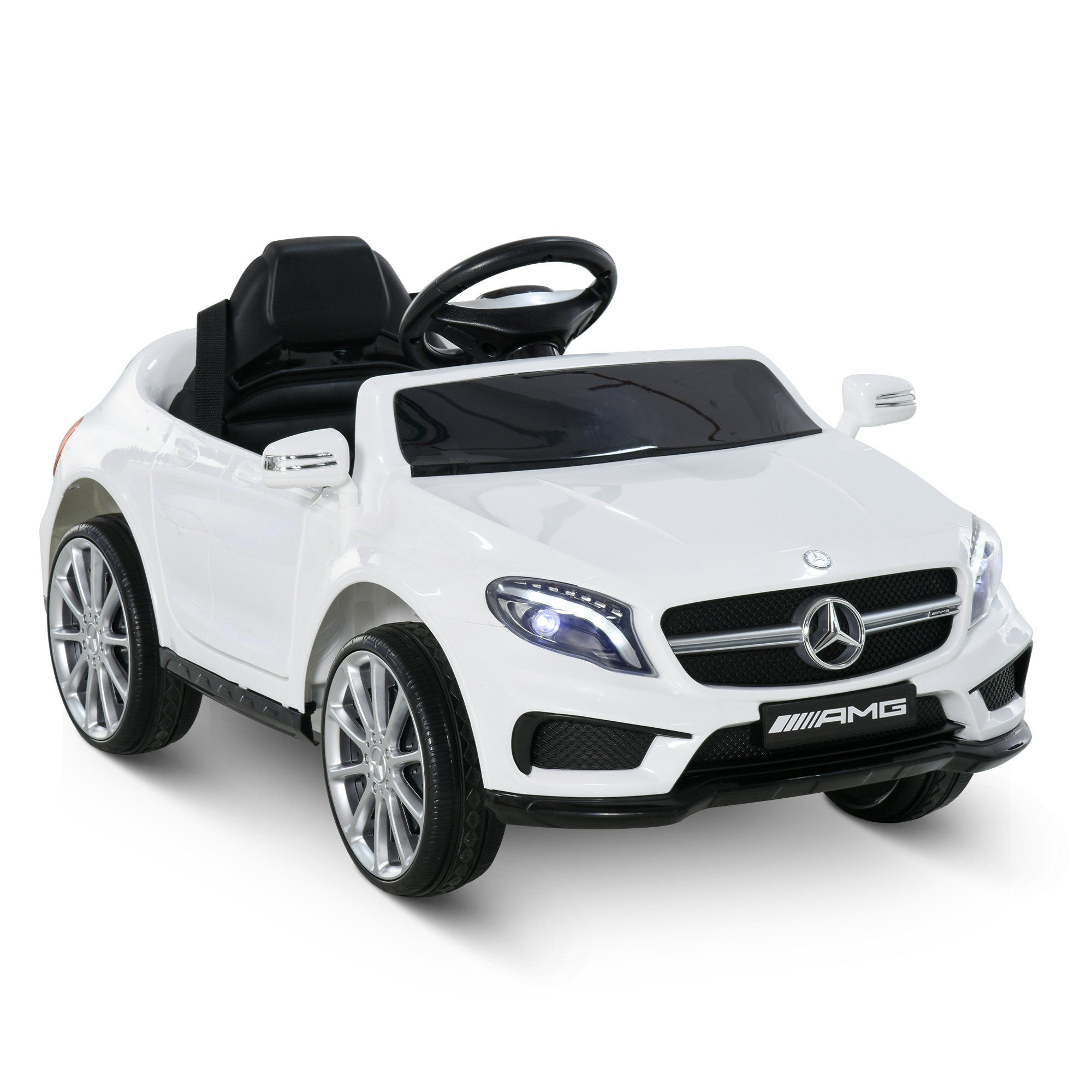 HOMCOM Elektroauto Mercedes Benz GLA für Kinder ab 3 Jahren mit Fernbedienung, MP3 USB, Lichtern und Geräuschen, öffnenden Türen, maximale Belastung 30 kg, Abmessungen 100 x 58 x 46 cm weiß Aosom