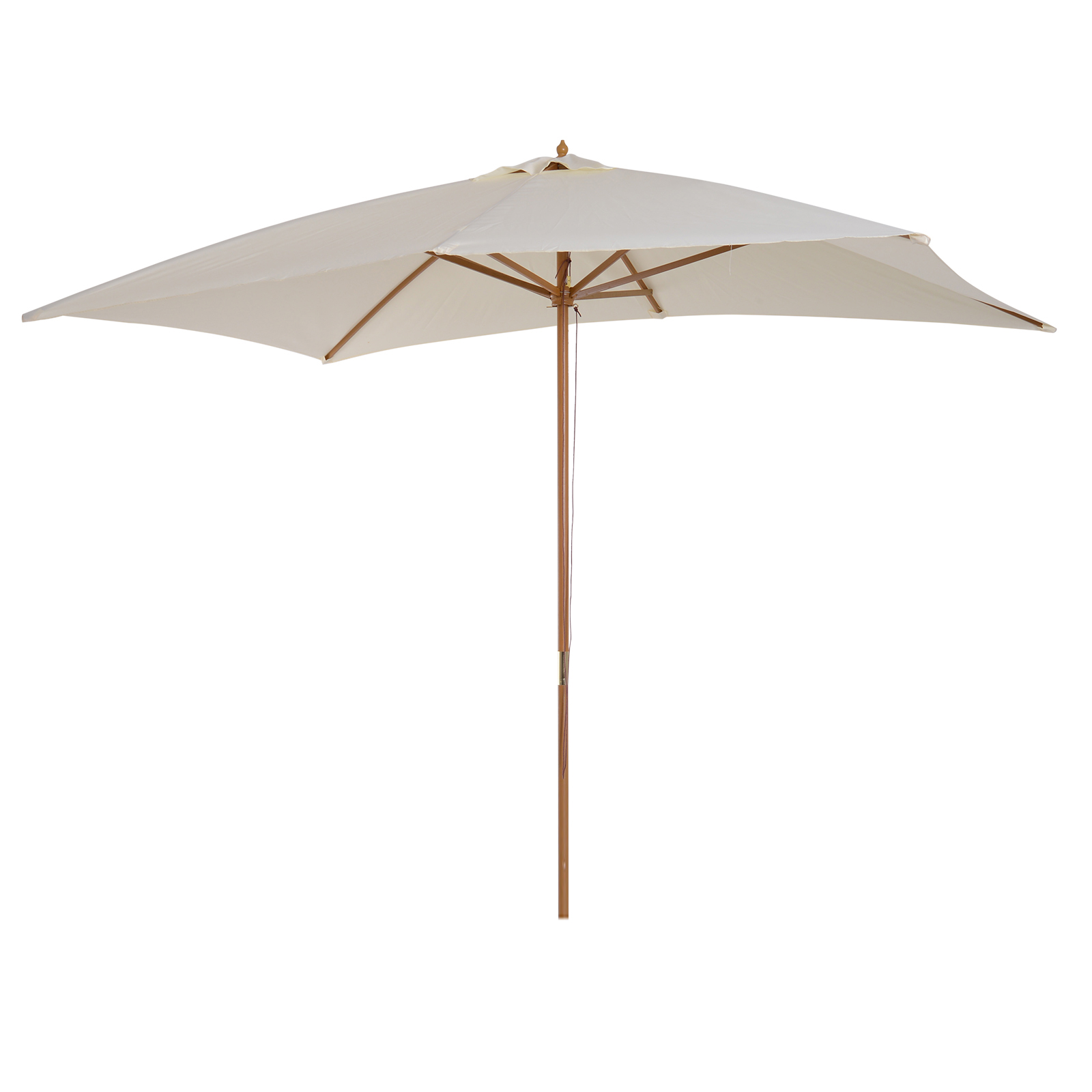 Outsunny Sonnenschirm rechteckiger Garten-Sonnenschirm mit Doppeldach aus Holz und hochdichtem Polyester 3 x 2 m Creme Aosom