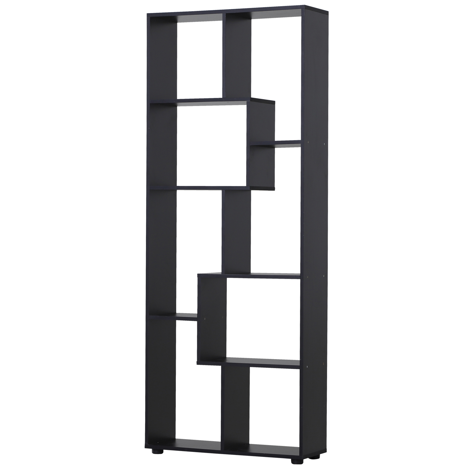 HOMCOM Bücherregal Zick-Zack Design Contemporary 70L x 24B x 178H cm Spanplatten Schwarz Aosom