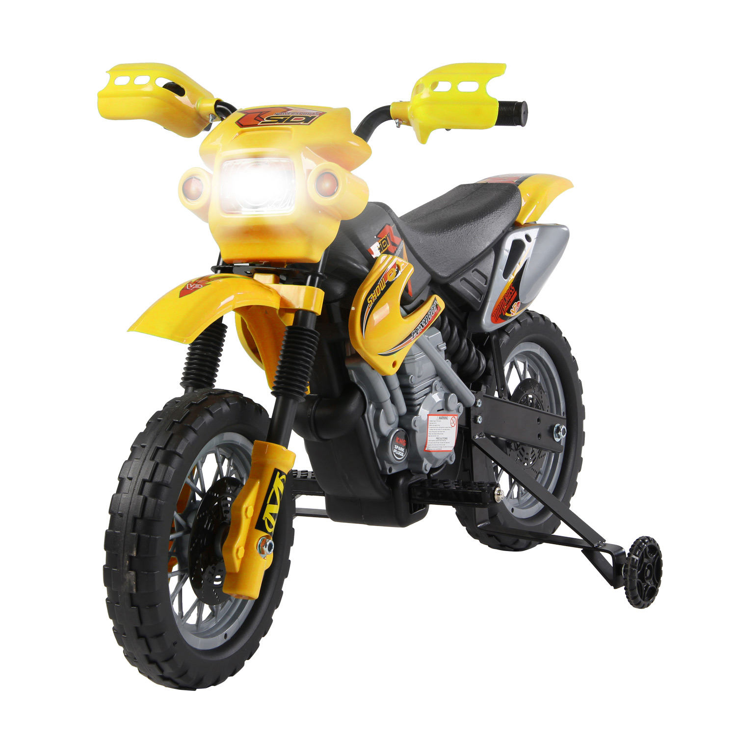 HOMCOM Elektro Motocross für Kinder 3 bis 6 Jahre 6 V Scheinwerfer Hupe Musik 102 x 53 x 66 cm Gelb und Schwarz Aosom