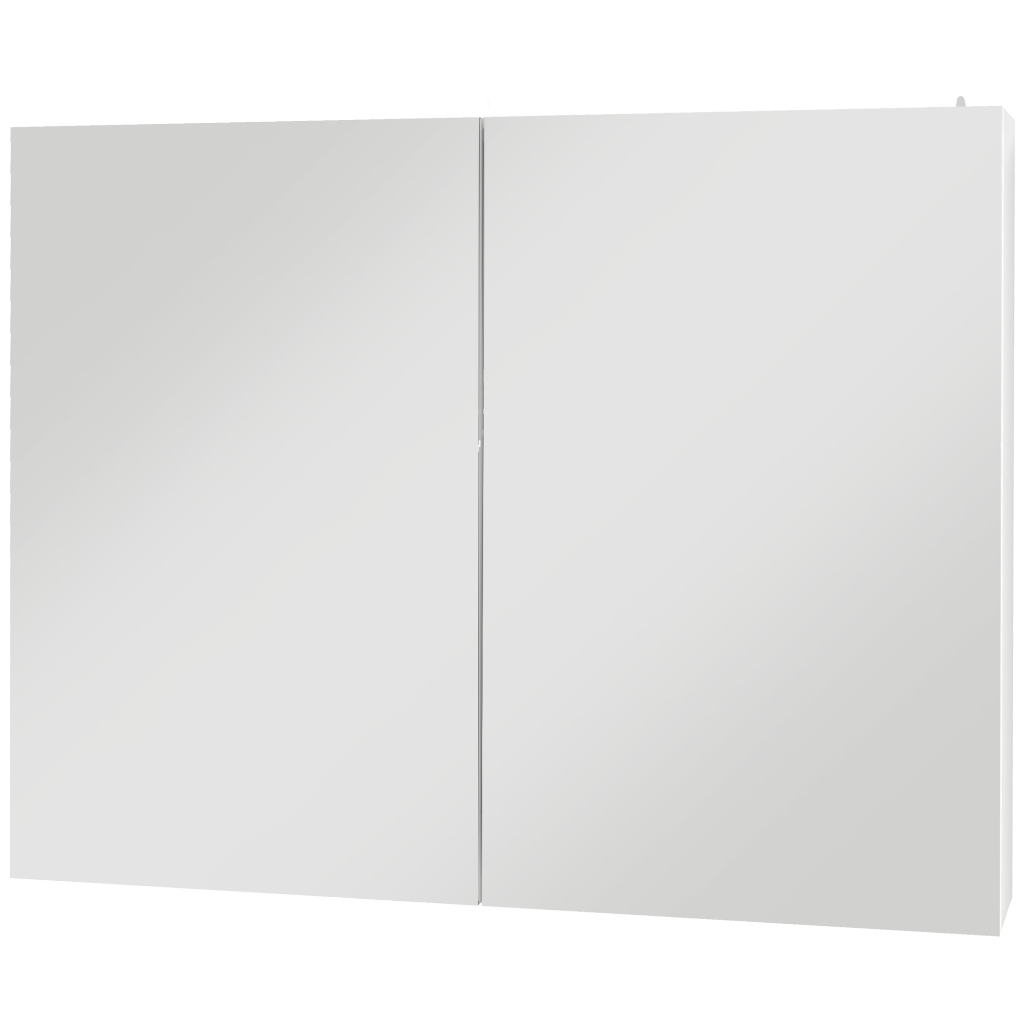 kleankin Wandspiegel Schrank mit LED-Beleuchtung für Badezimmer 2-in-1, 2-türiger Schrank, 3 Ebenen Höhenverstellbare Regale, Maße 90L x 15B x 70H cm Weiß Aosom