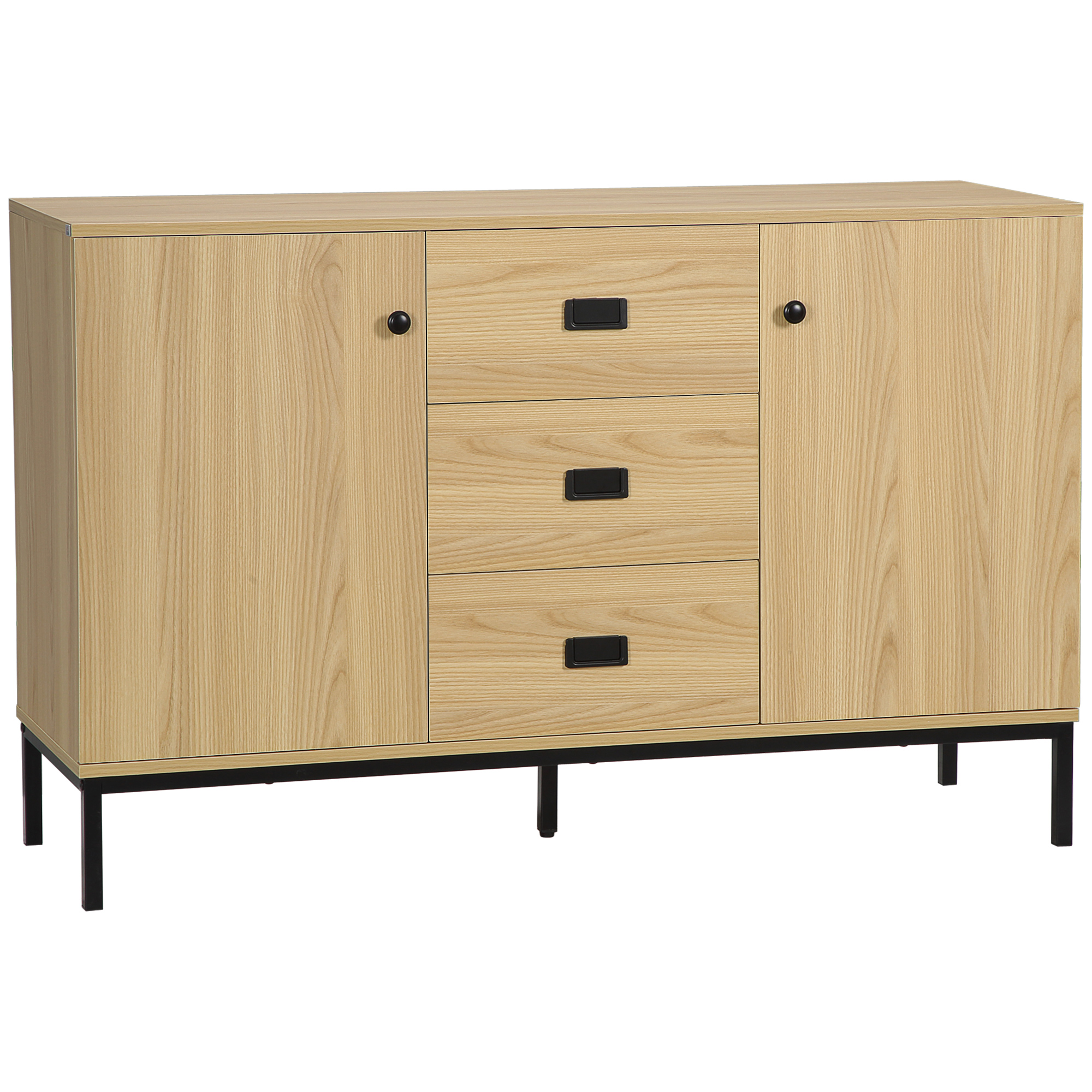 HOMCOM Buffet Küchenschrank Aufbewahrungsschrank 2 Türen verstellbares Regal 3 Schubladen zeitgenössischer Stil - Maße: 120L x 39,5B x 77H cm Aosom