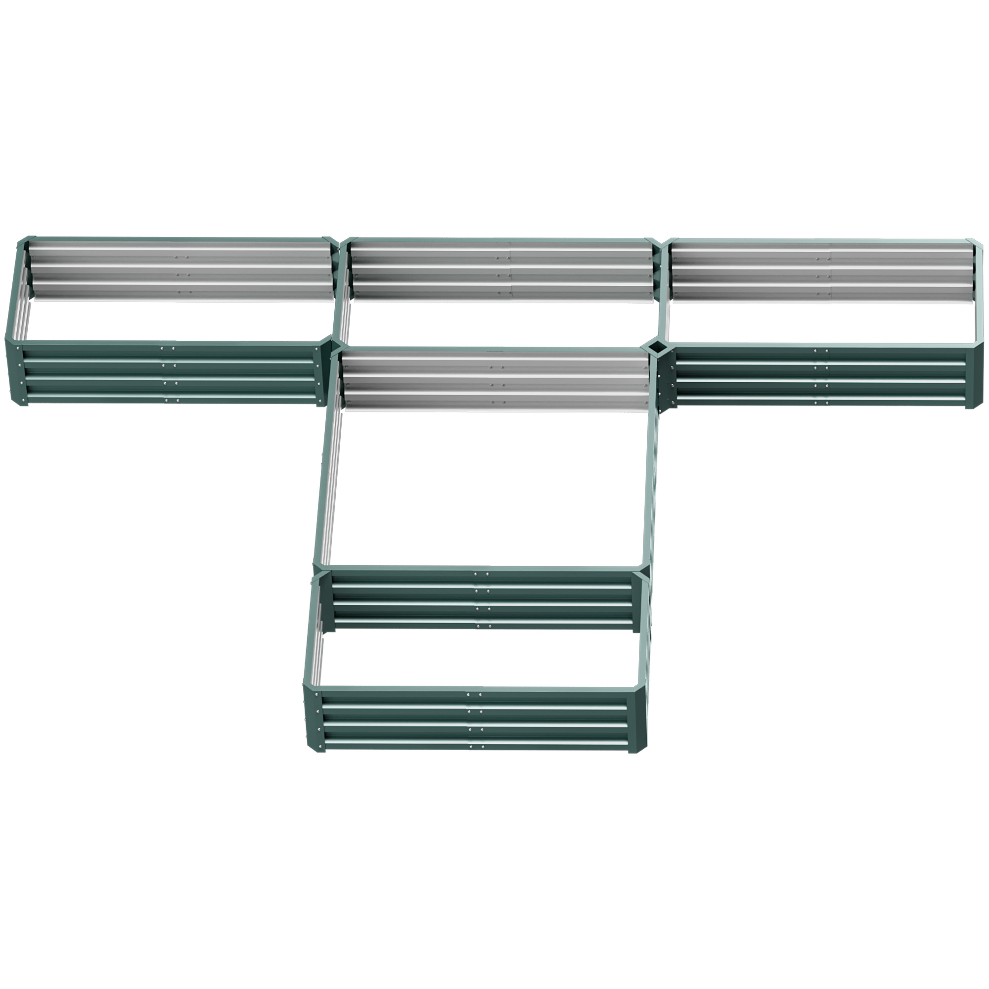 Outsunny Hochbeet Hochbeet aus modularem Stahl für den Garten, Set mit 5 Hochbeeten für Gemüse, Pflanzen, Blumen, Abmessungen 245L x 242B x 31H cm Grün   Aosom