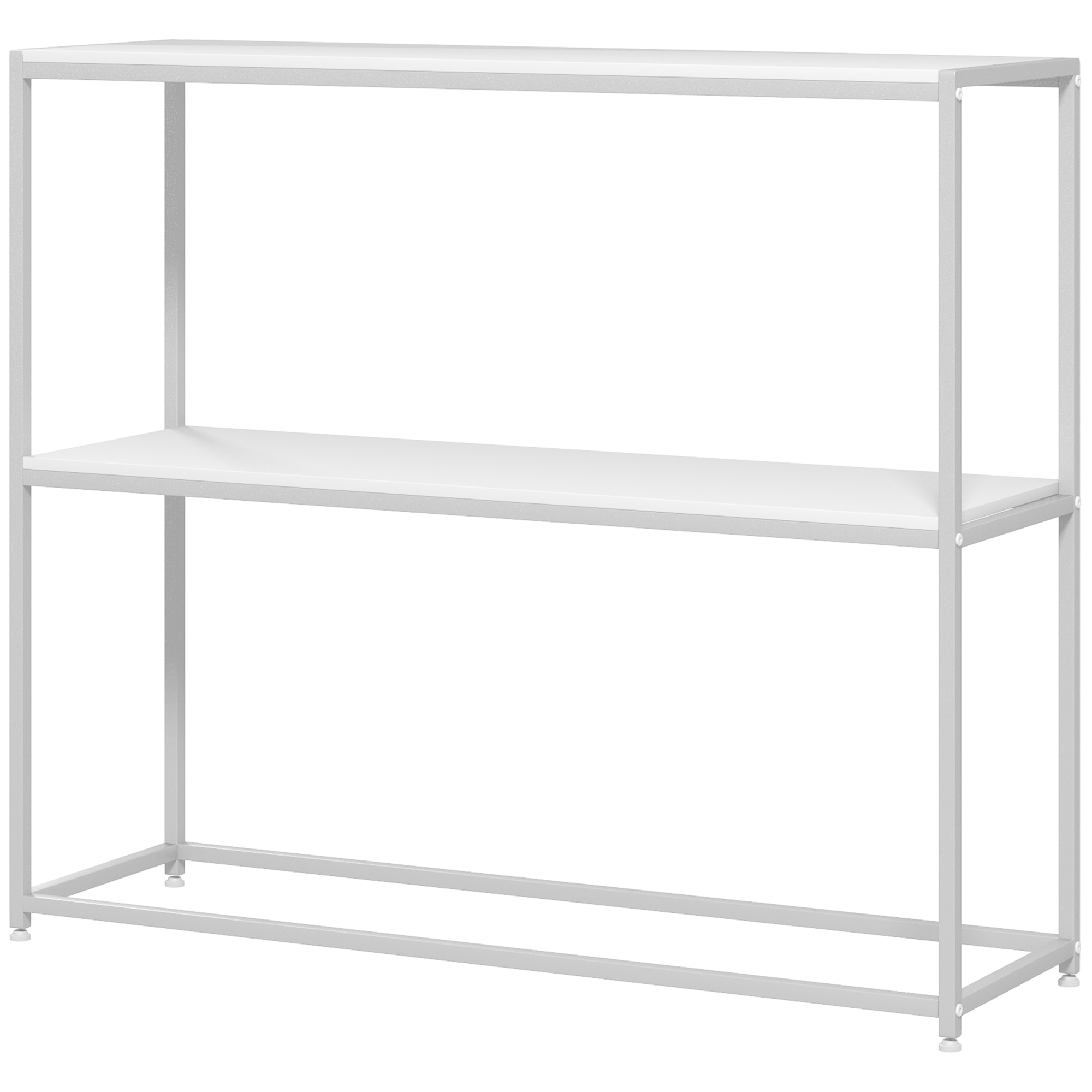 HOMCOM Konsolentisch, Eingangstisch, Stahlrahmen, 2 Regale, modernes Design, für Wohnzimmer, Eingangsbereich, Flur, 100 x 30 x 87 cm, weiß Aosom