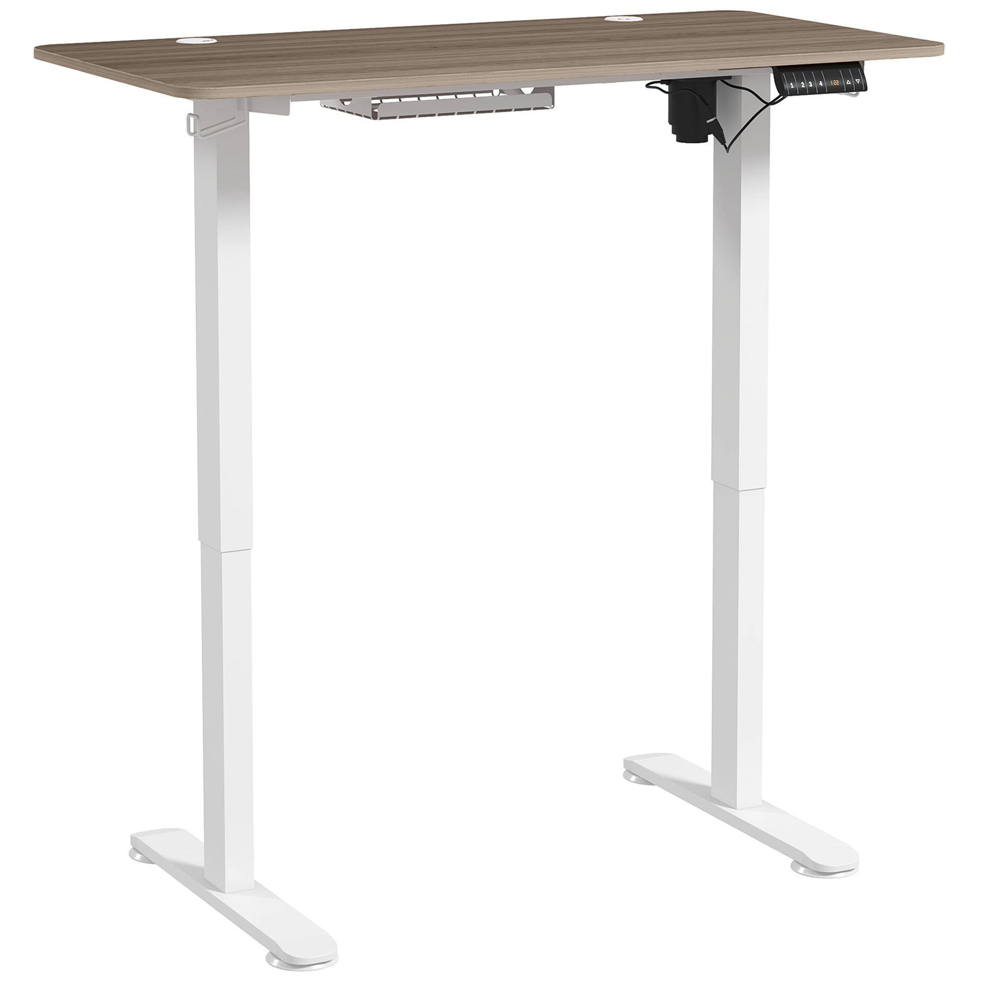 Vinsetto Elektrischer Steh-Sitz-Schreibtisch höhenverstellbar mit Speicherfunktion, höhenverstellbarer Schreibtisch 72-116 cm, Maße 120L x 60B cm natürlich und weiß Aosom