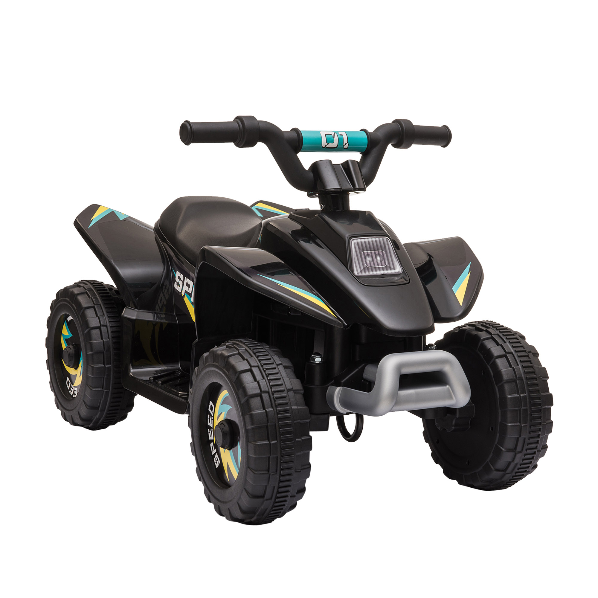 HOMCOM Quad elektrisches Fahrzeug für Kinder 18-36 Monate 6V Batteriebetrieb mit Vorwärts- und Rückwärtsgang maximale Belastung 20 kg 72 x 40 x 45,5 cm schwarz Aosom