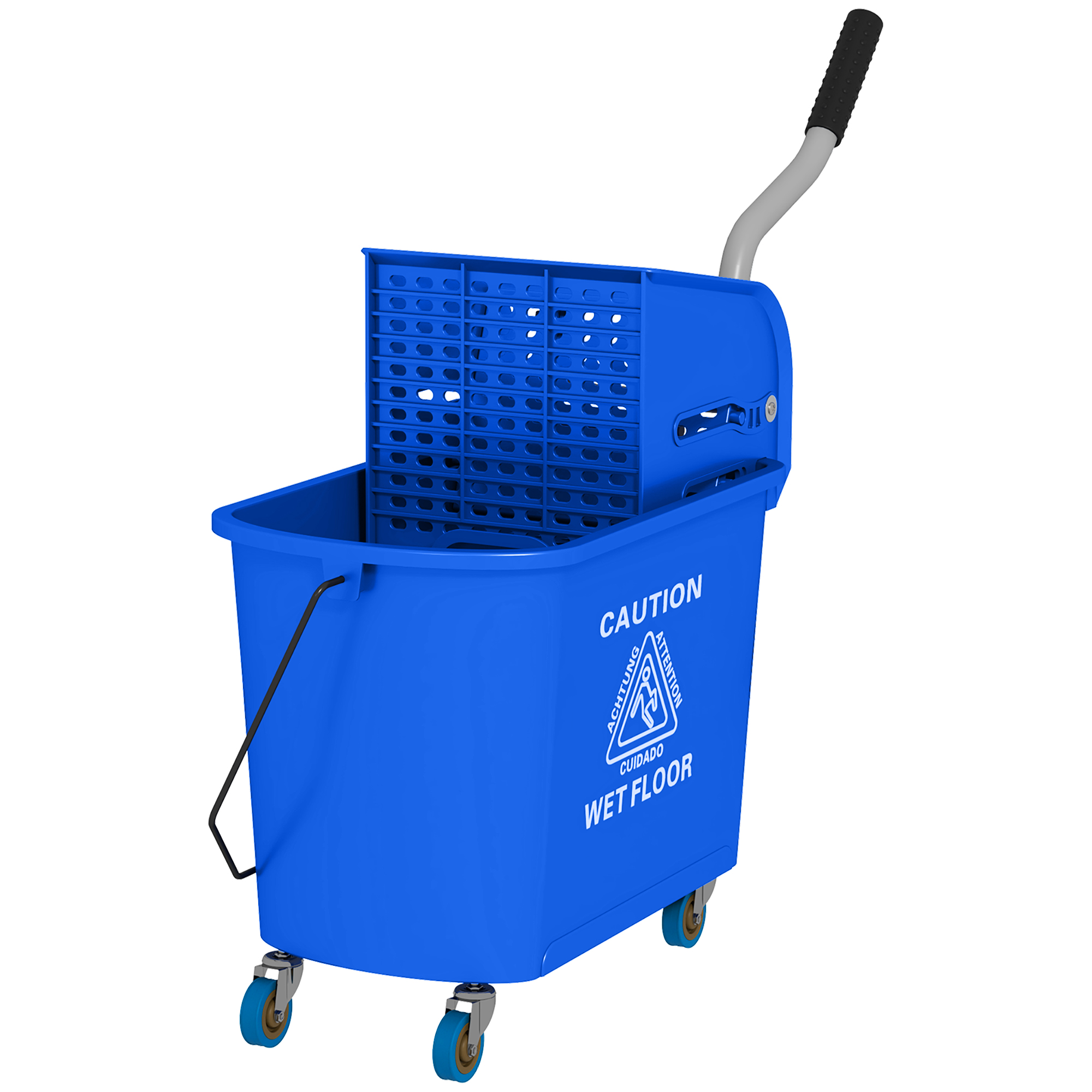 HOMCOM Reinigungswagen Wascheimer Haushalt 20 L mit Schleuder und Separator für sauberes schmutziges Wasser Blau 60L x 27B x 70,5H cm   Aosom