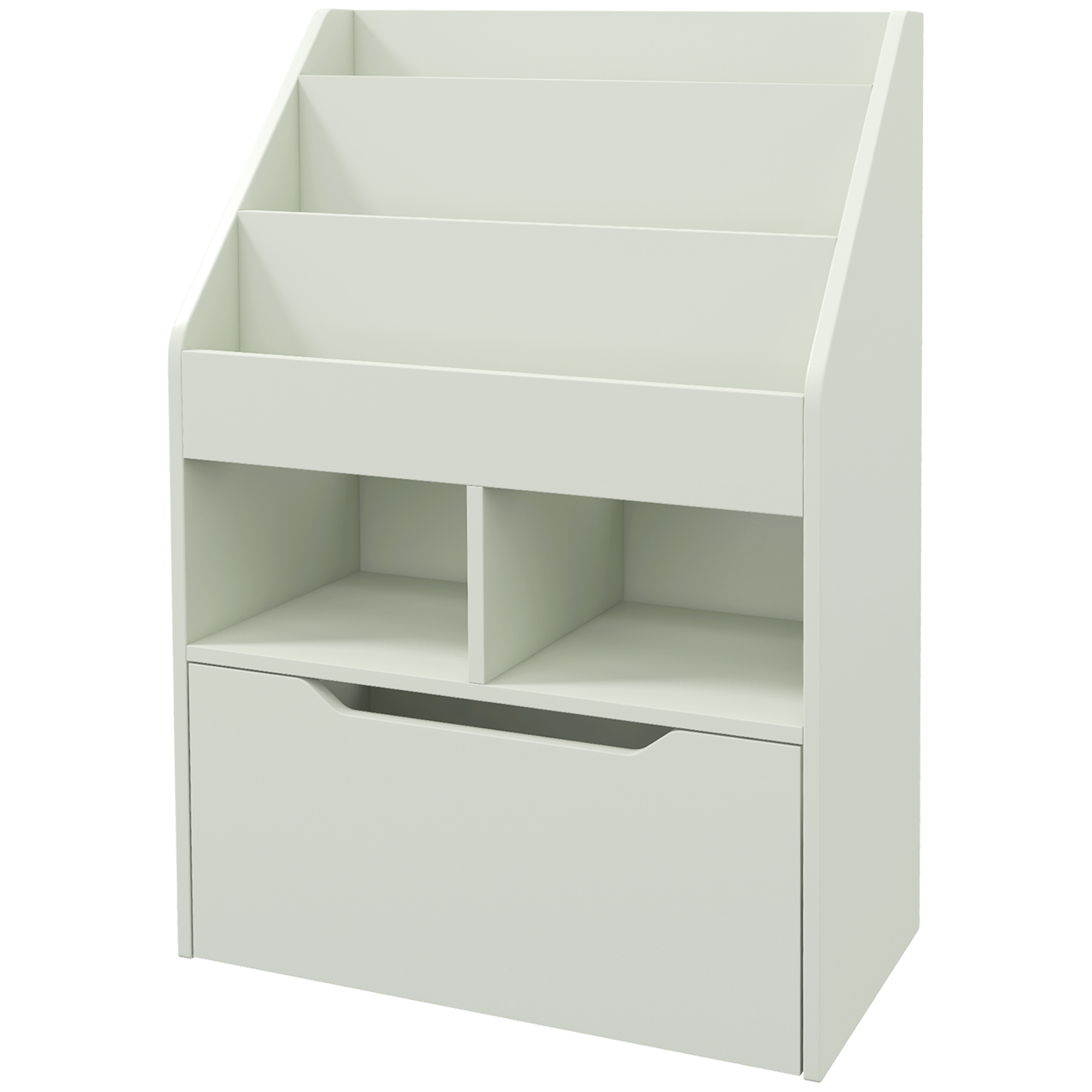 HOMCOM Bücherregal Regal Mehrzweck 3 Regale 2 Fächer Große Schublade in Hellgrün aus Holz Aosom