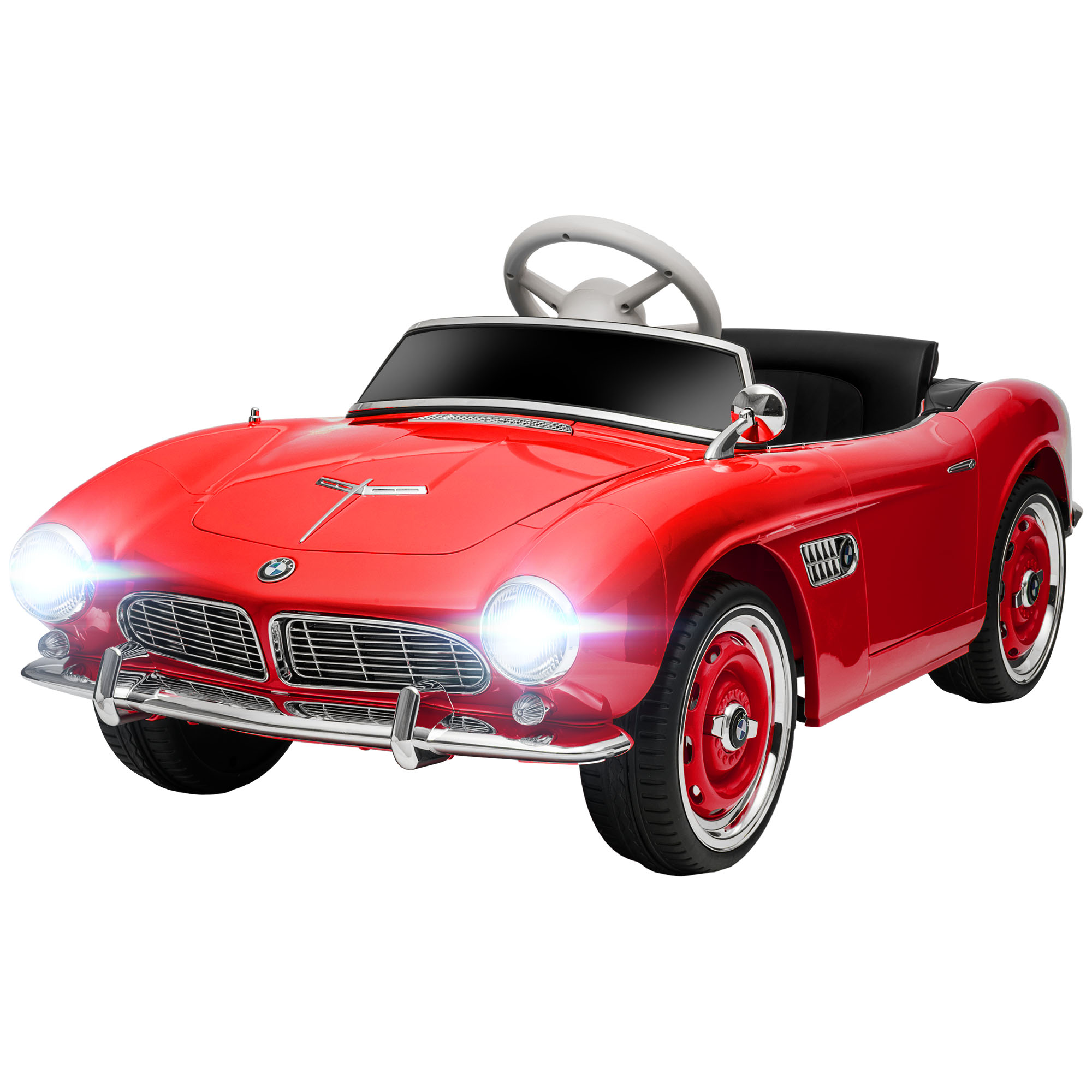 HOMCOM Elektroauto für Kinder, BMW 507 Lizenz, Retro-Vintage-Stil, 12V, max. 5 km/h, Fernbedienung, Sound- und Lichteffekte, Rot   Aosom