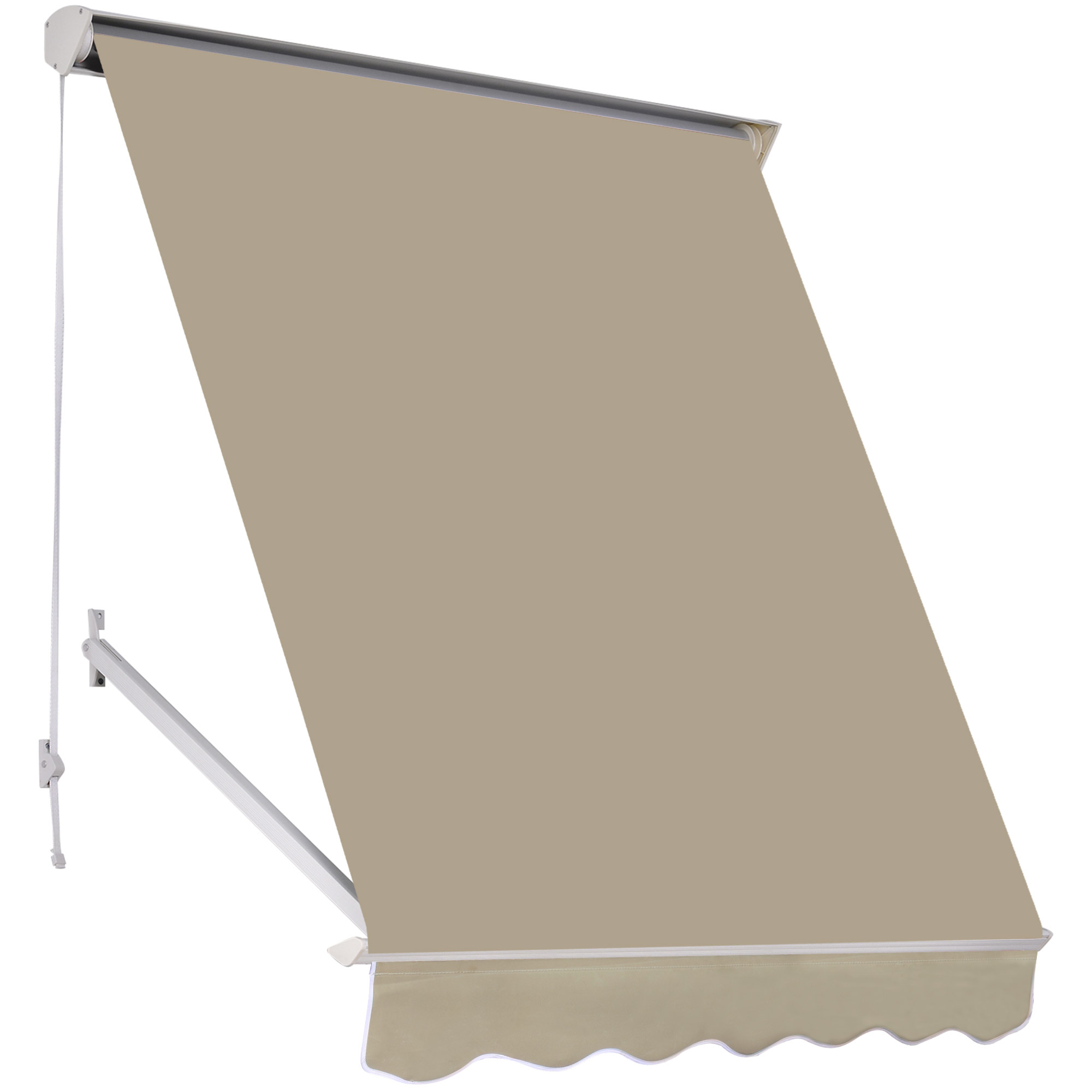 Outsunny Markise Manuel Verstellbare Neigung Aluminium Polyester wasserfest 70L x 180B cm Beige   Aosom