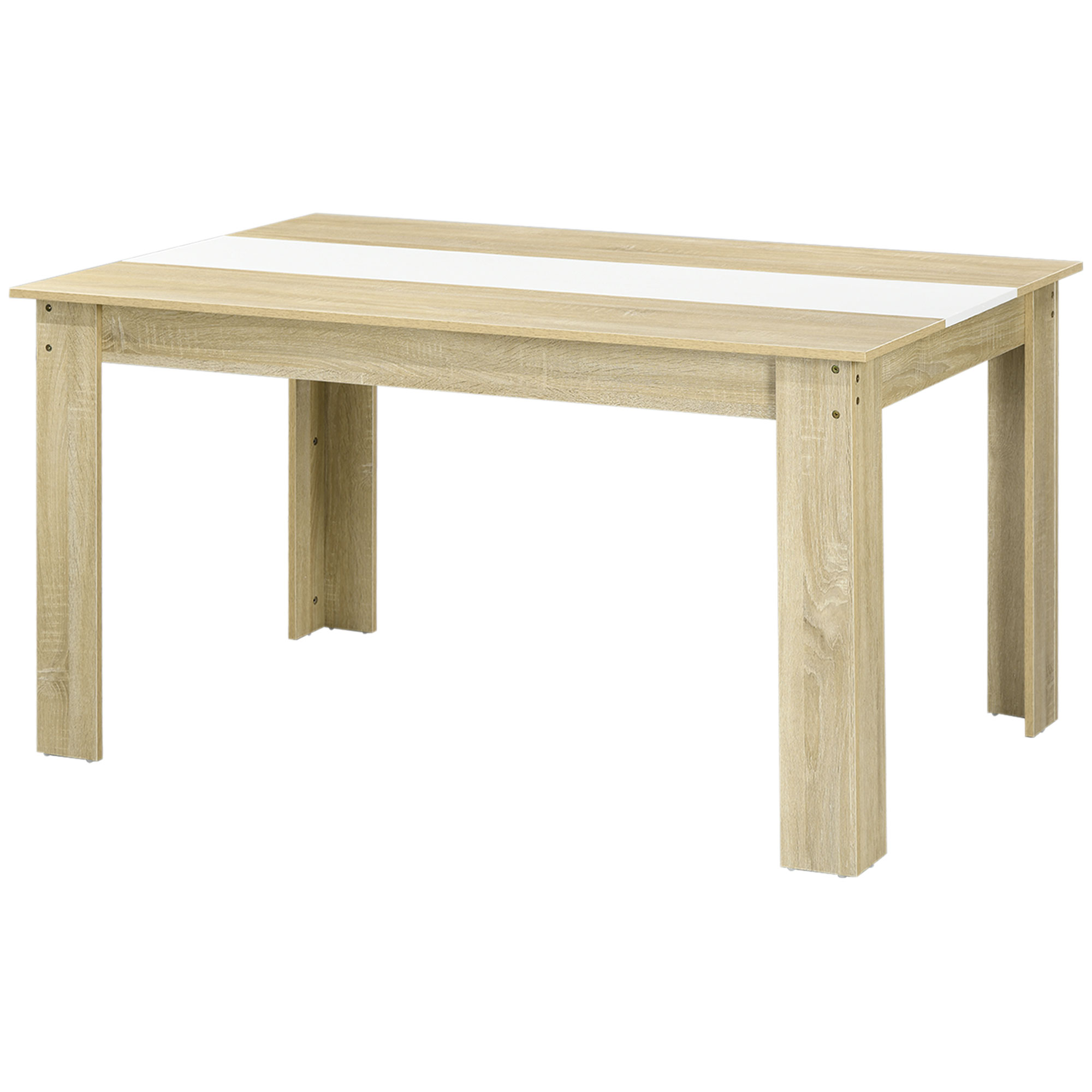 HOMCOM Esstisch Küchentisch für 6 Personen, skandinavischer Stil in Natur- und Weißholzoptik, Maße: 140L x 90B x 75H cm   Aosom
