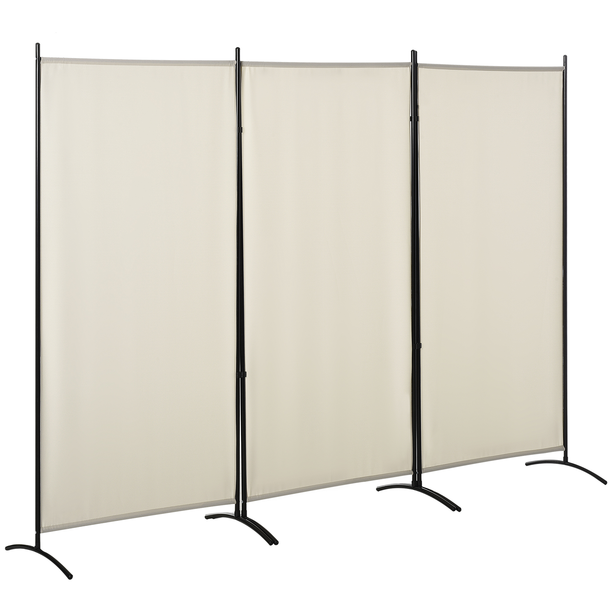 HOMCOM Paravent 3 Paneele Abmessungen 2,53L x 0,5B x 1,82H m Seitlicher Store Sichtschutz-Paravent auf Standfuß Metall Hochdichtes Polyester Beige   Aosom