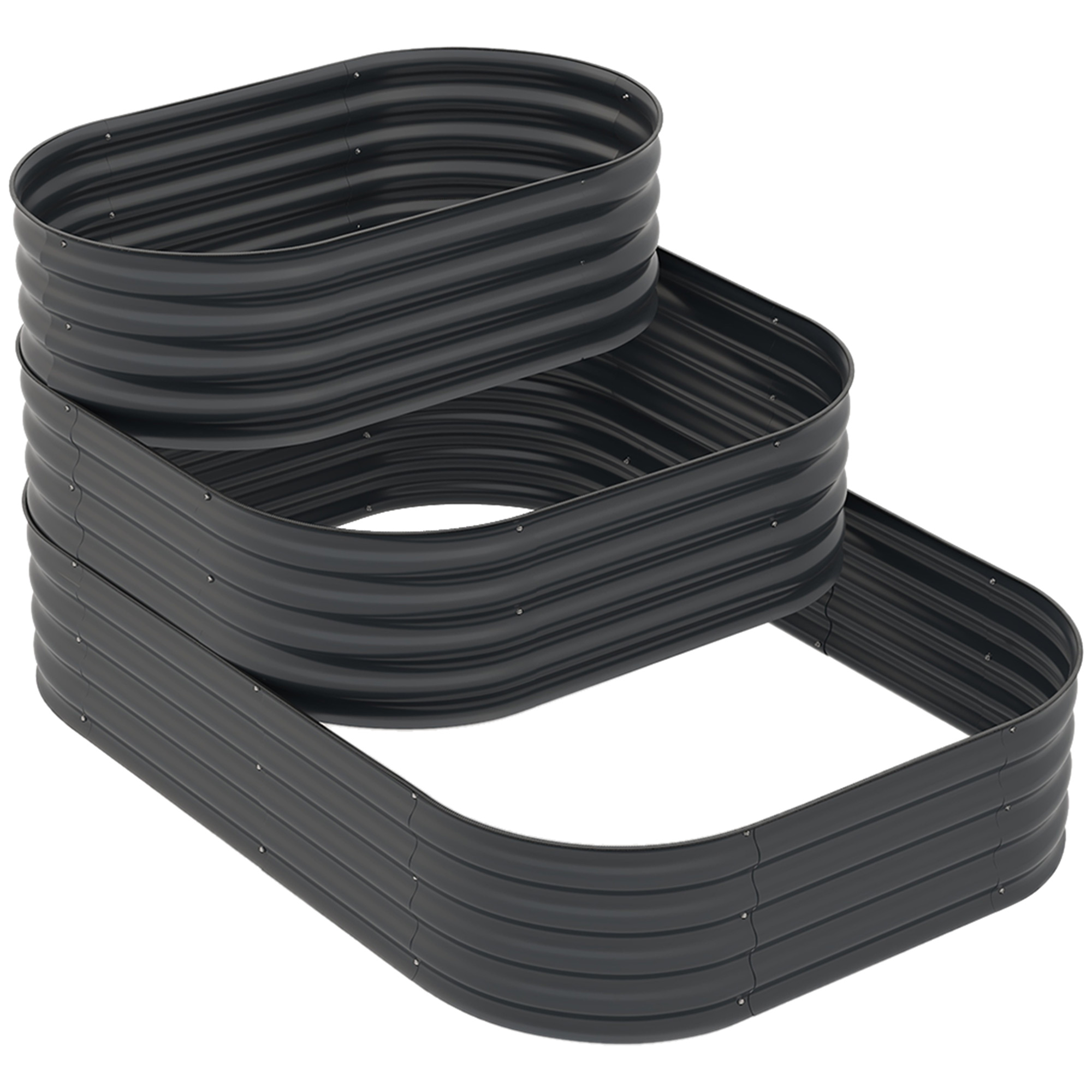 Outsunny Quadratischer Gartenhochbeet Blumenbeet aus Stahl Hochbeet mit offenen Boden 3 Etagen für Kräuter Gemüse Obst Blumen 158 x 109 x 82 cm grau   Aosom