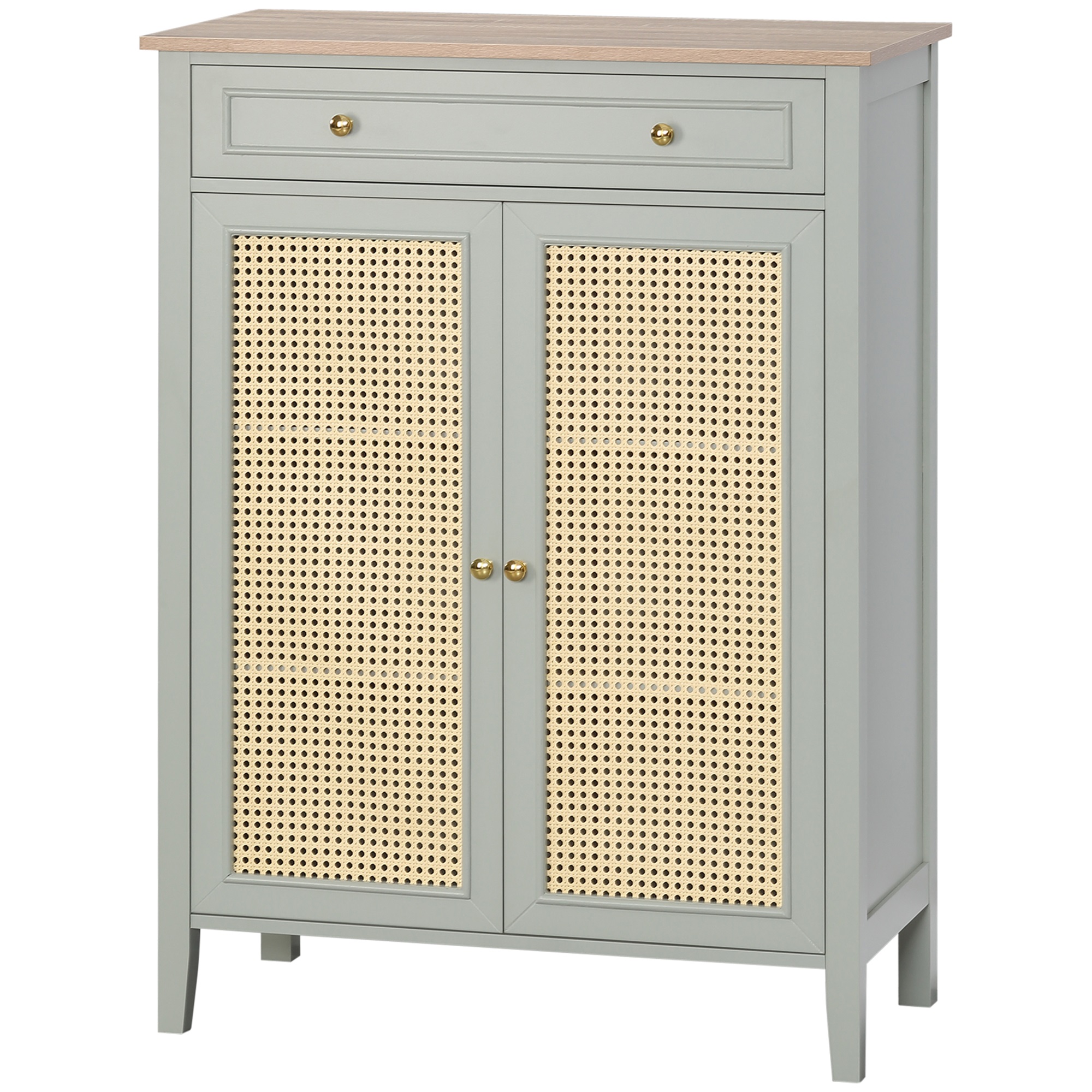 HOMCOM Schuhschrank Schuhschrank Eingangsmöbel mit 2 Türen in Rattan-Optik Schublade 80 x 40 x 110 cm Aosom