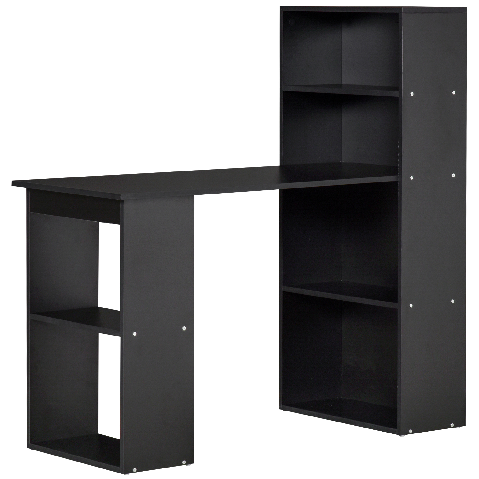 HOMCOM Computertisch mit angrenzendem Bücherregal Eckbüro 120L x 55B x 120H cm Multi-Lagerung Schwarz   Aosom