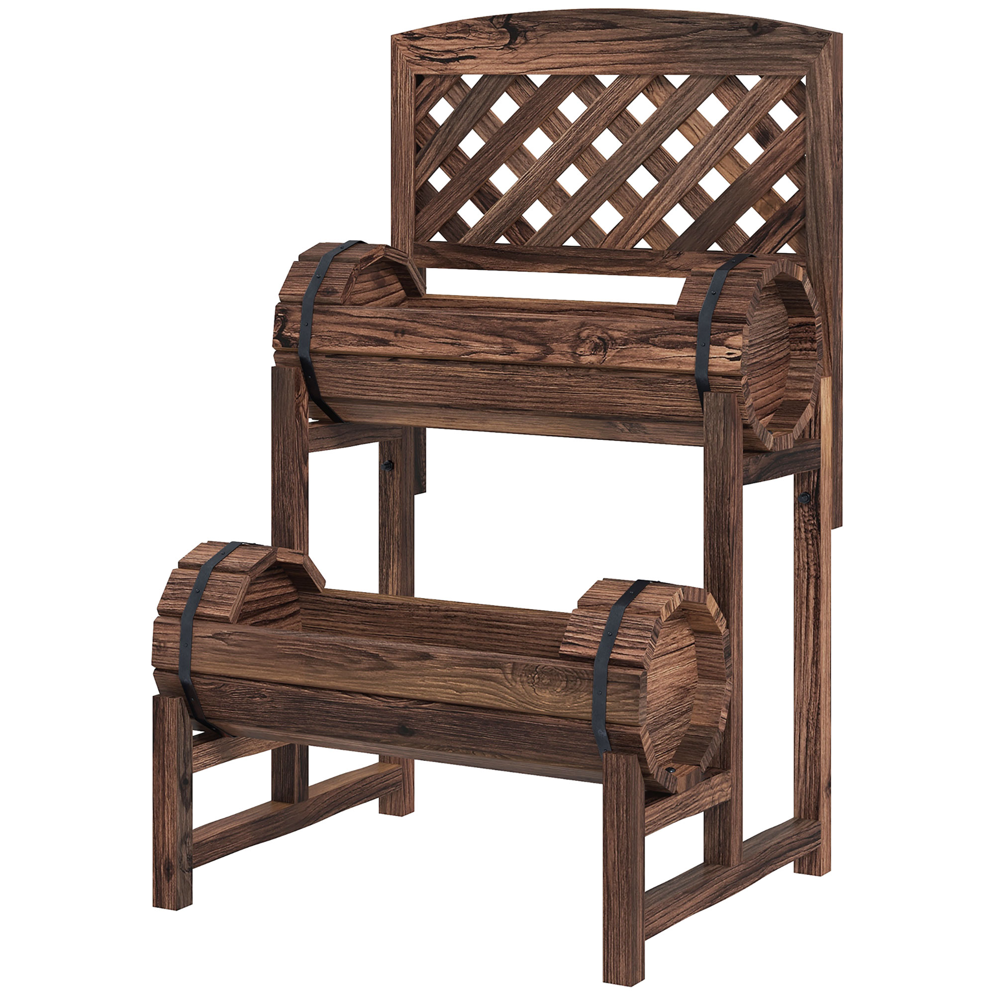Outsunny erhöhte Pflanzkasten mit Rankgitter für Terrasse, Balkon, Garten, Maße 42L x 49B x 80H cm Aosom
