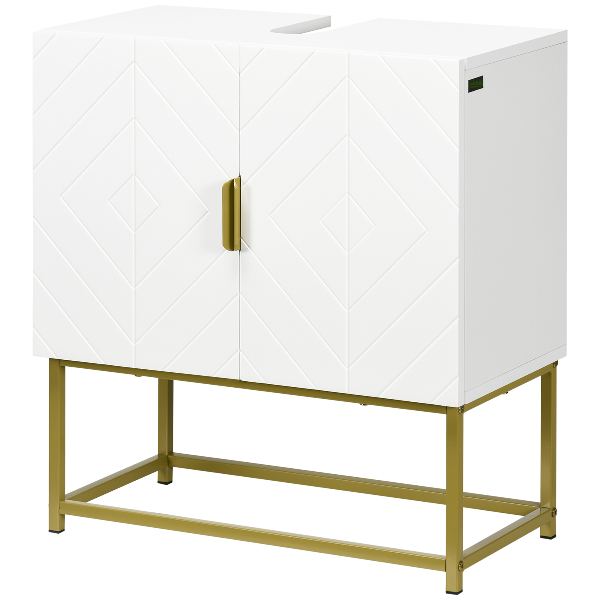 Kleankin Badezimmerschrank unter Waschbecken - Unterschrank für das Badezimmer - Schrank mit 2 Türen und Regalen - Maße 60L x 30B x 65H cm weiß   Aosom